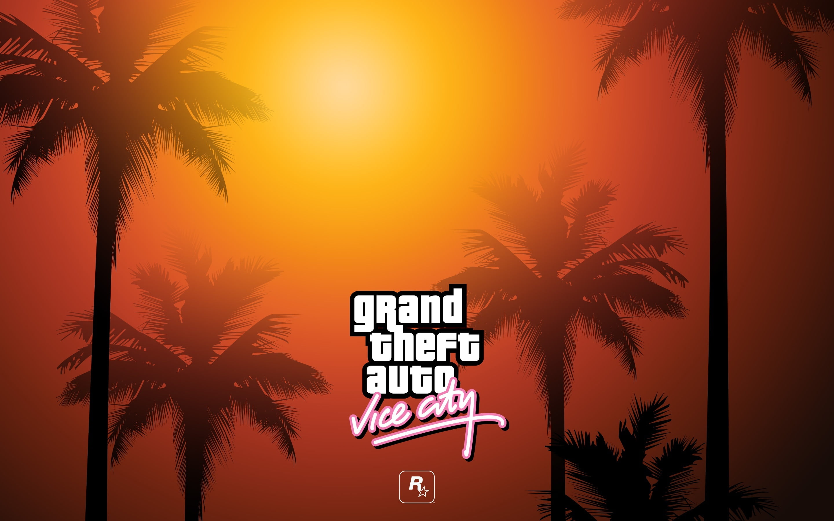 Grand Theft Auto Vice City case cover palm trees the inscription 2k