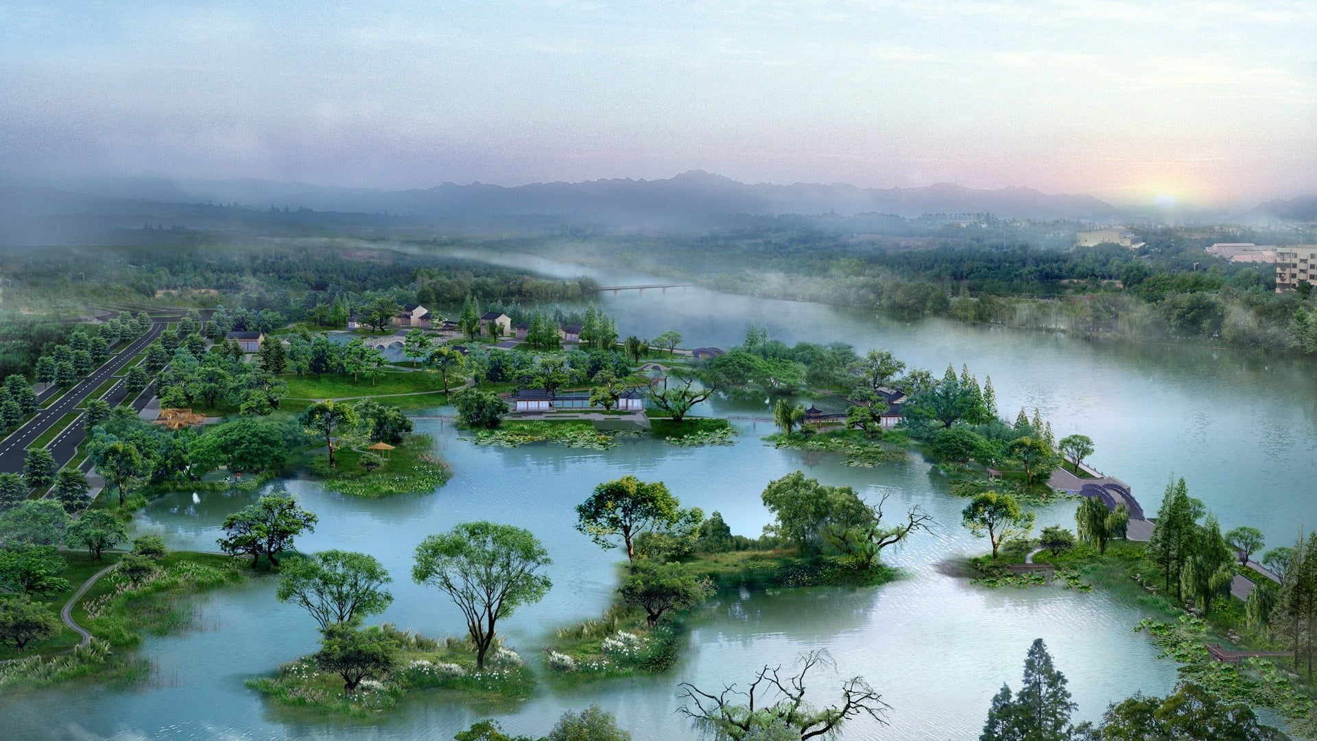 nature shore lakeside water landscape forest river tree 2k