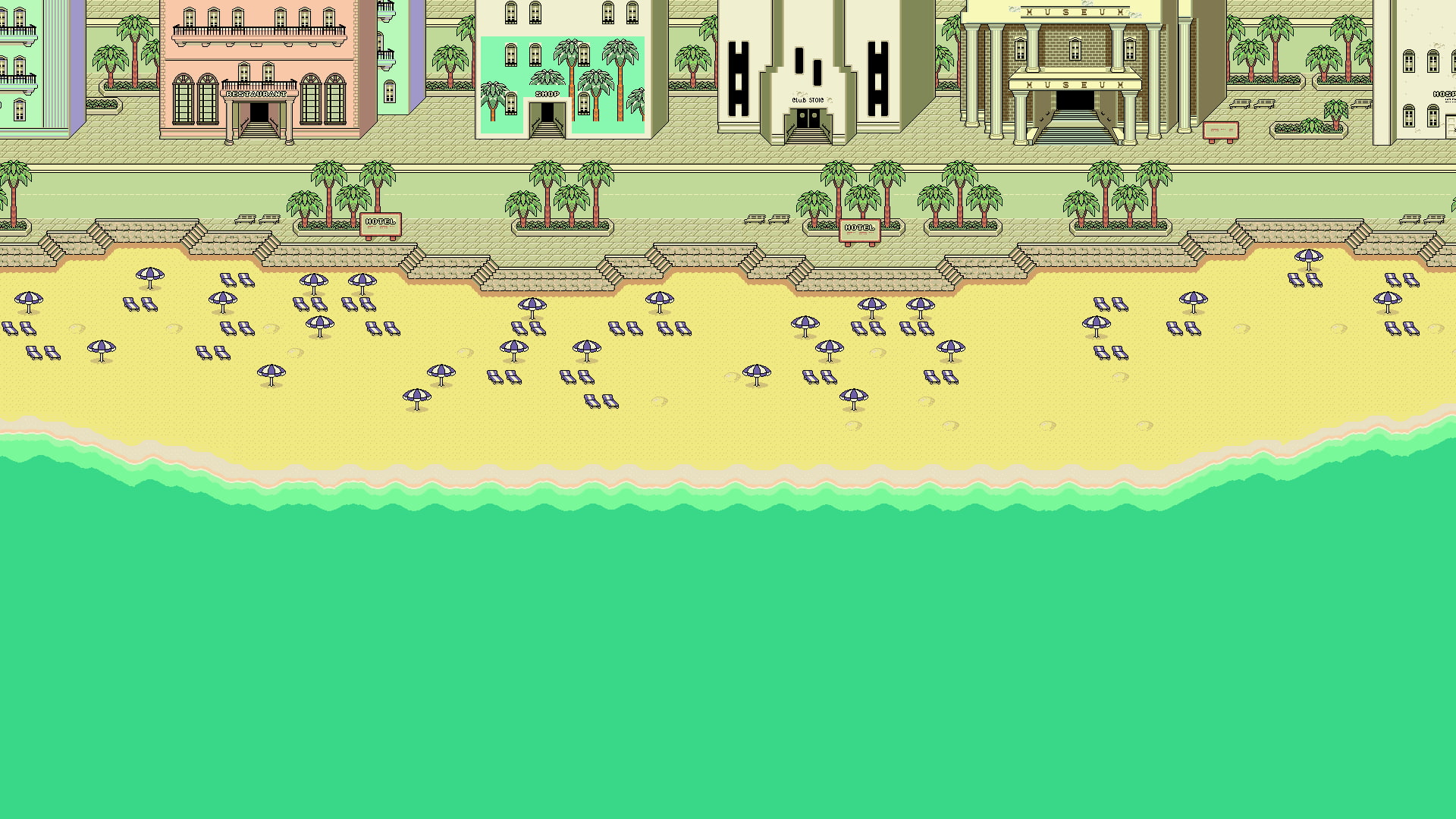 pixel art pixels beach artwork Earthbound no people architecture 2k