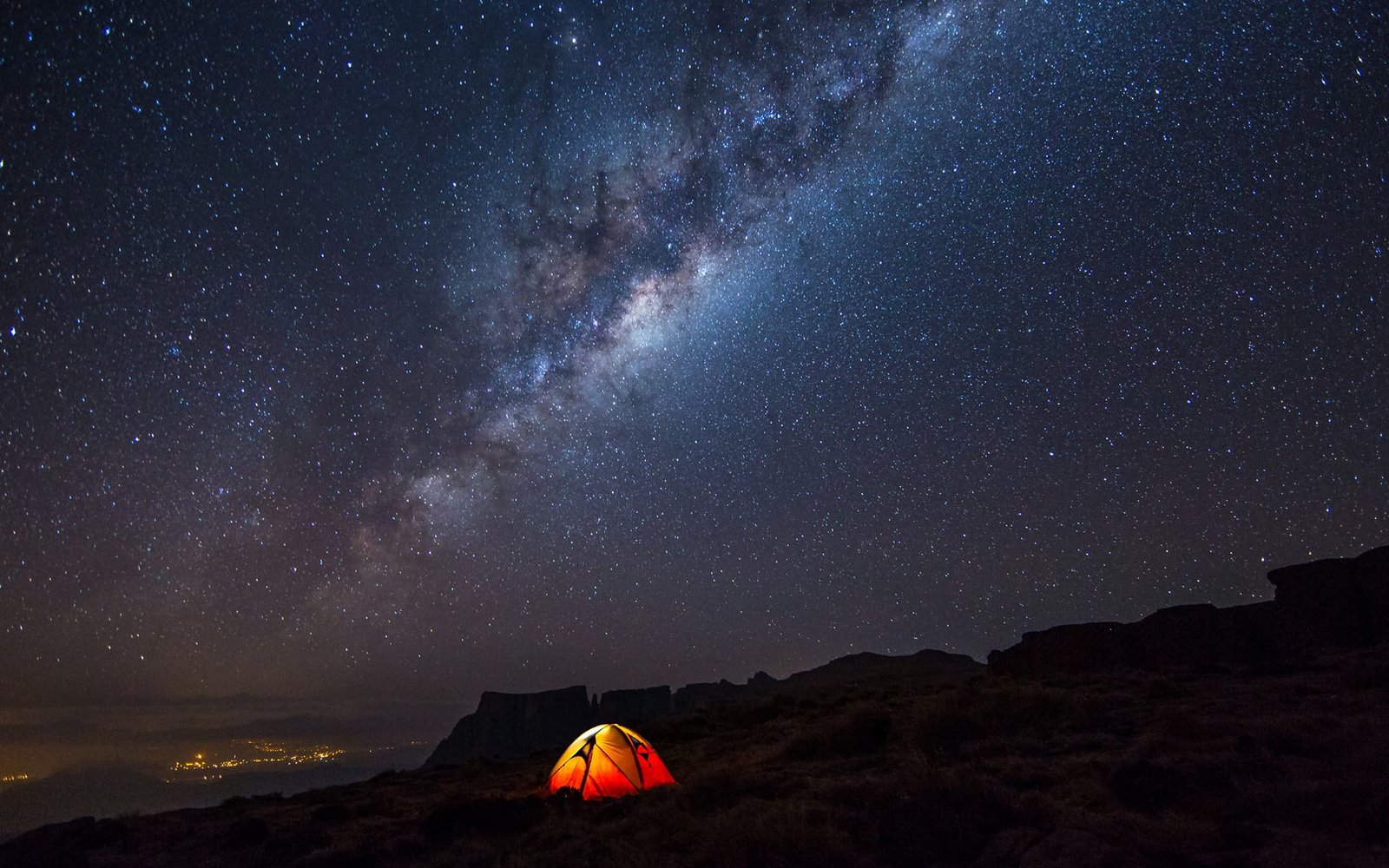 red tent under milky way night camping stars landscape star space 2k