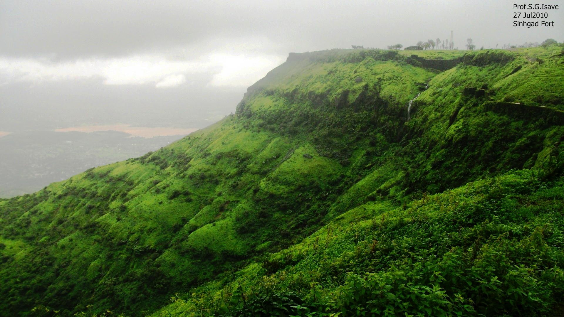 Sinhgad Fort pune india green grasses and shrubs mula mutha 2k