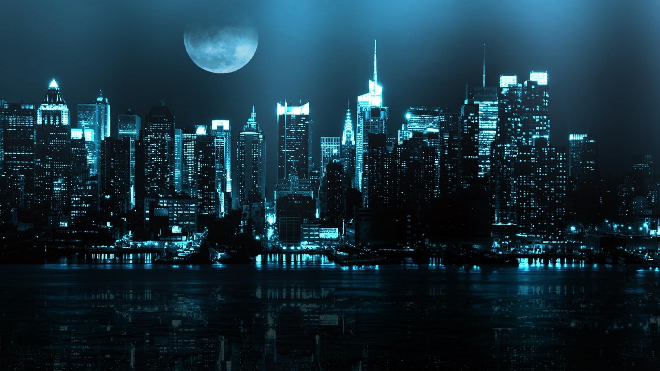 water architecture moon buildings new york city lakes cities Nature Lakes HD Art 2k
