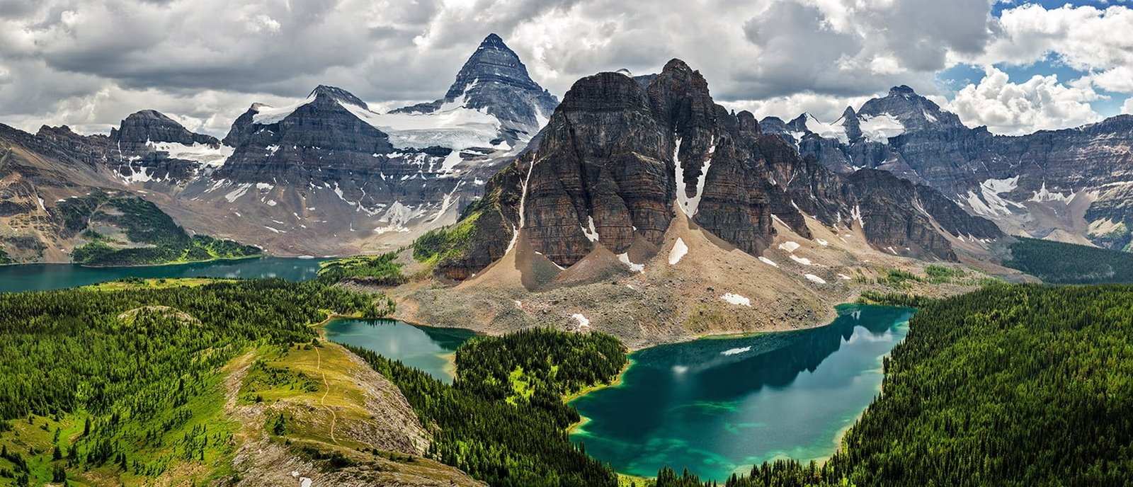black rock mountain summer forest lake mountains clouds 2k