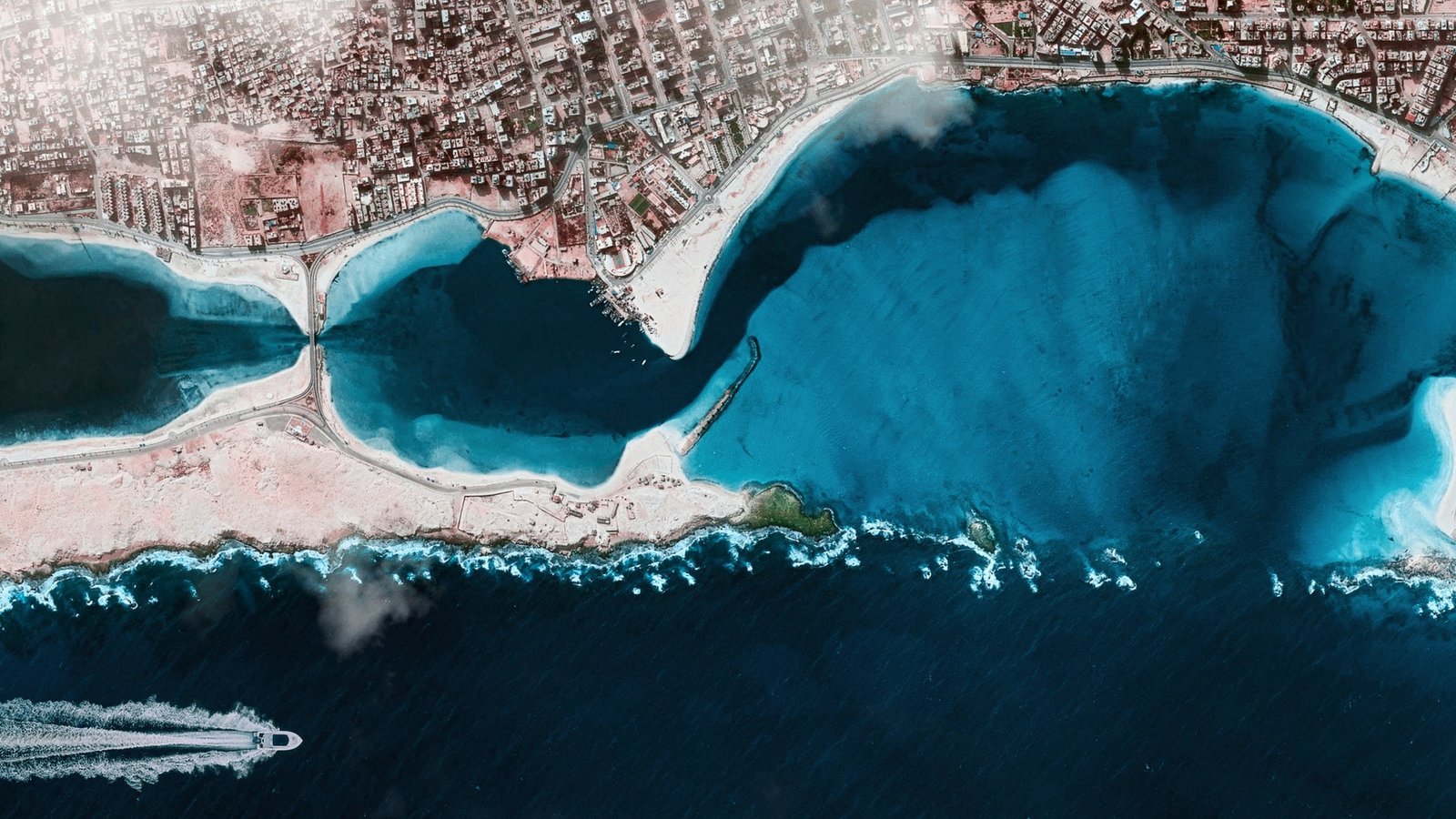 blue ocean aerial view photography nature landscape coastline 2k