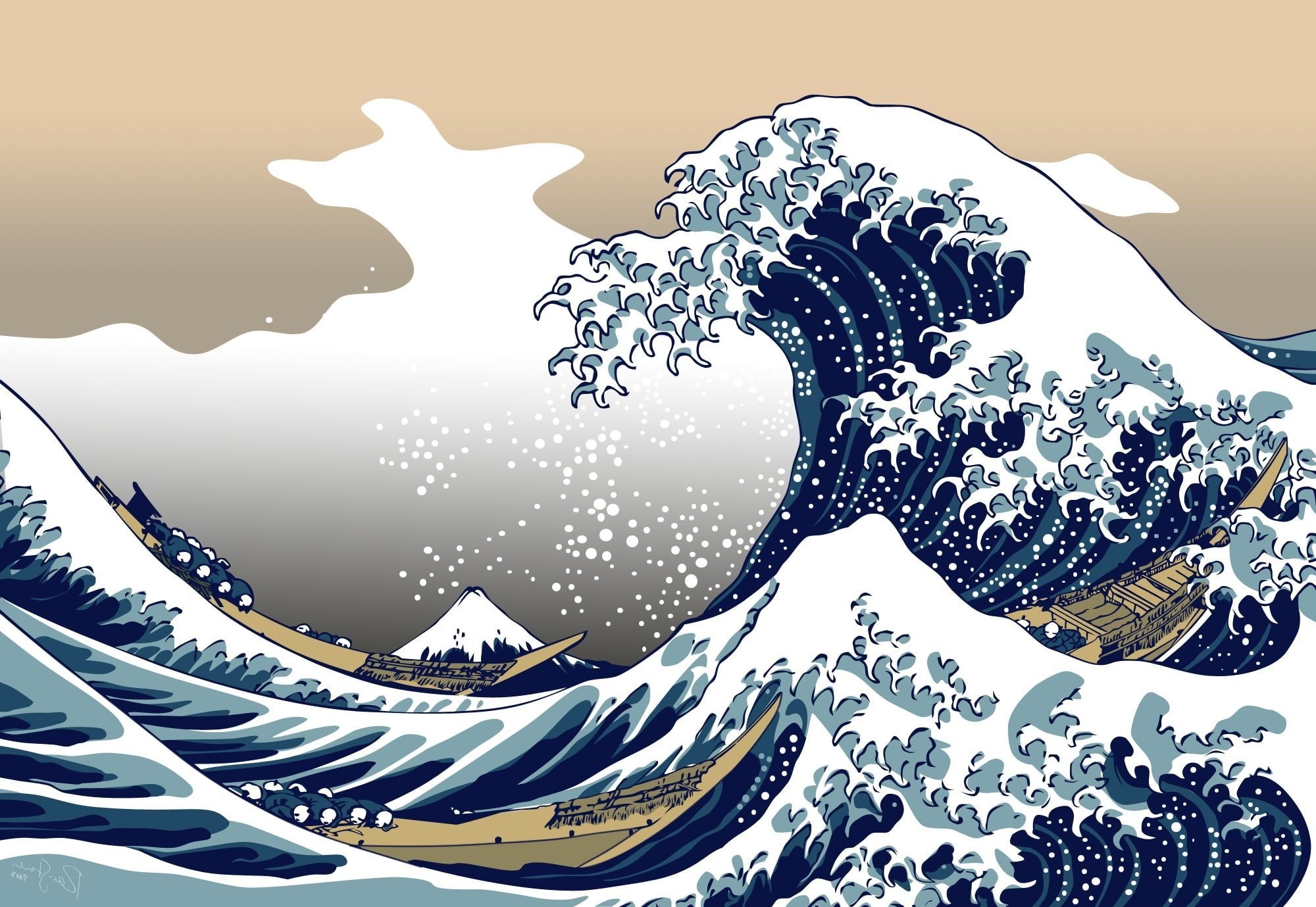 blue nature The Great Wave Off Kanagawa no people water 2k