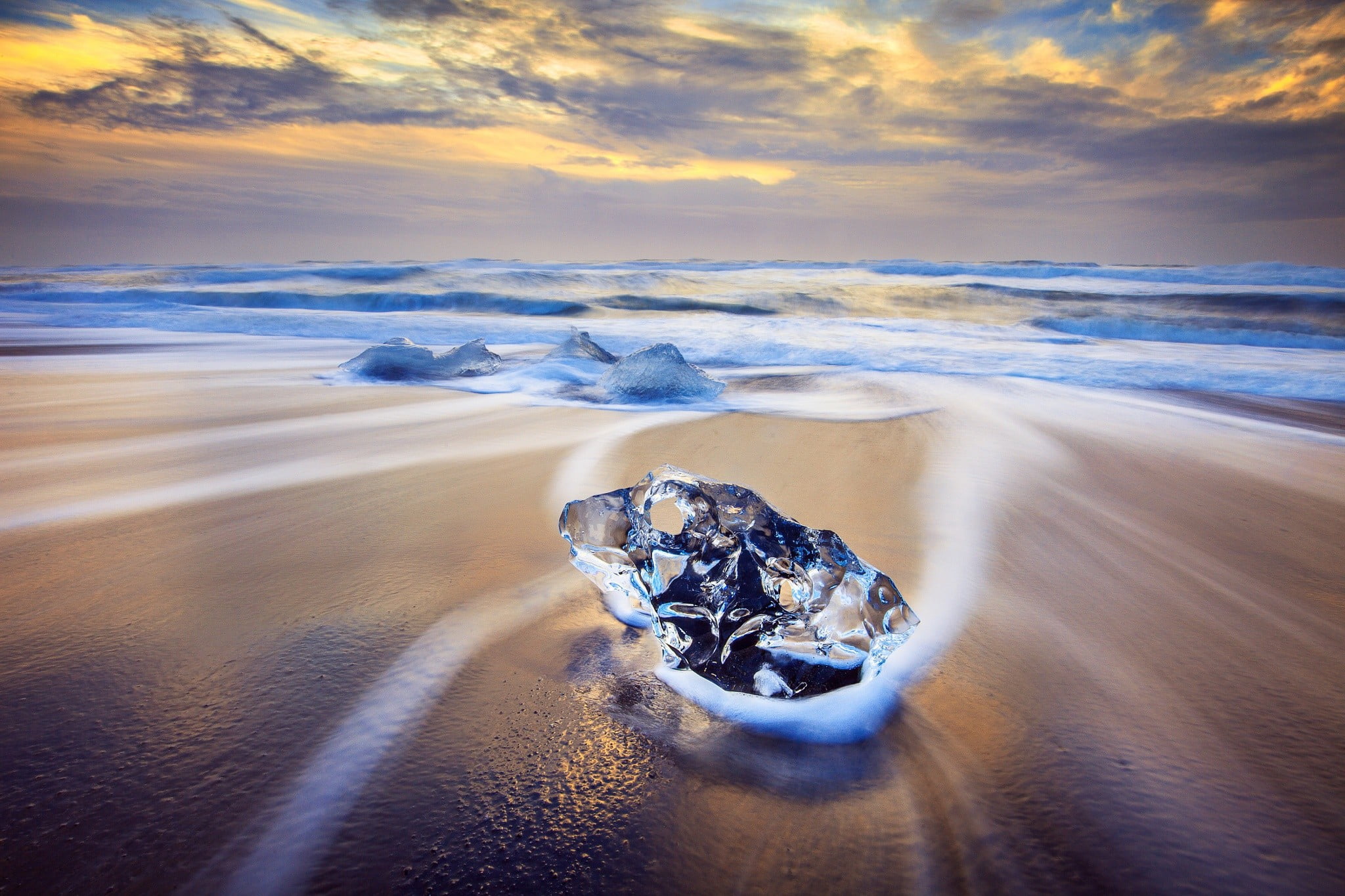 clear gemstone wallpaper ice winter beach nature water sky 2k