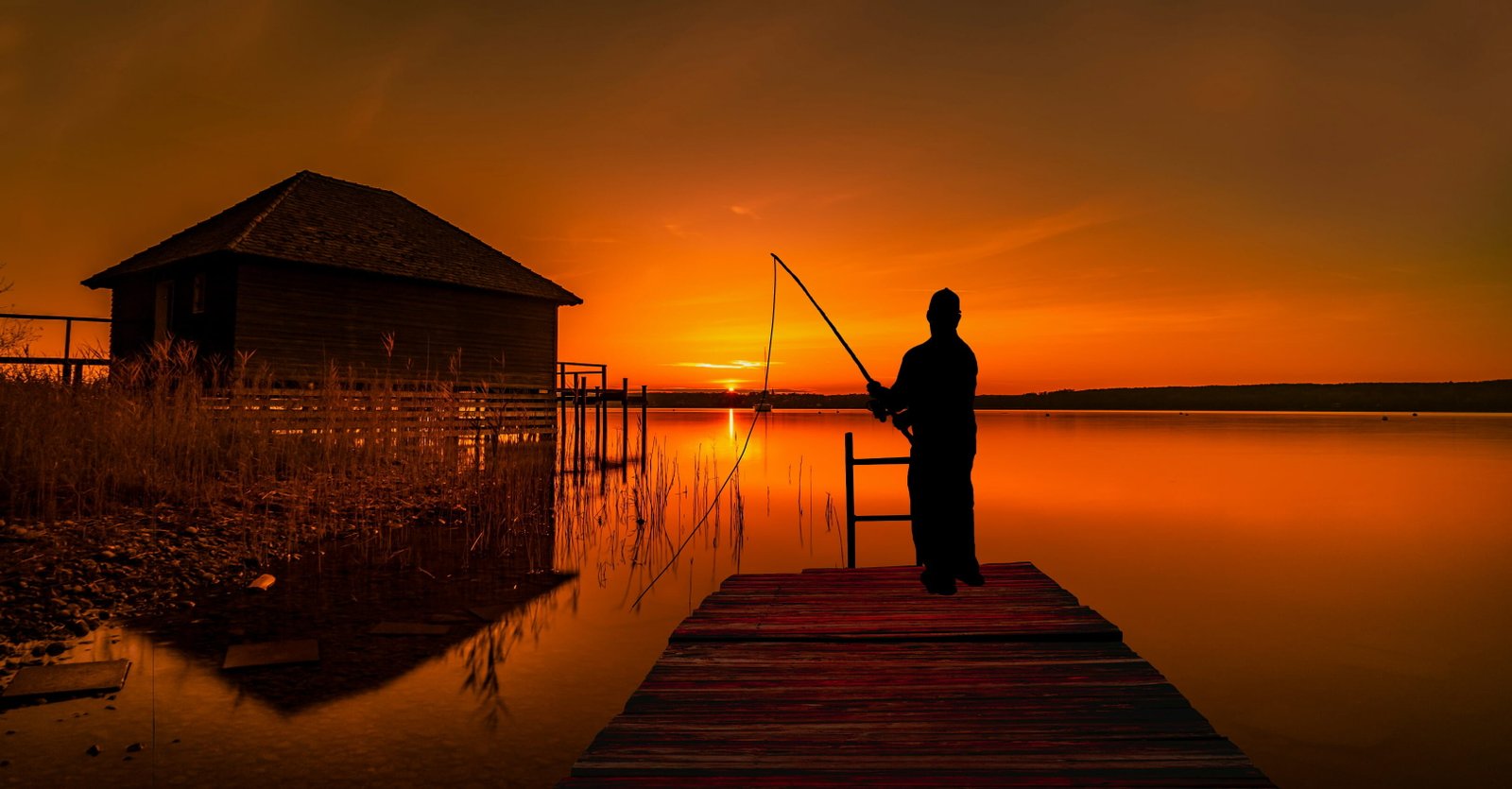 fishing fisherman lake hobby nature sports sunset action 2k