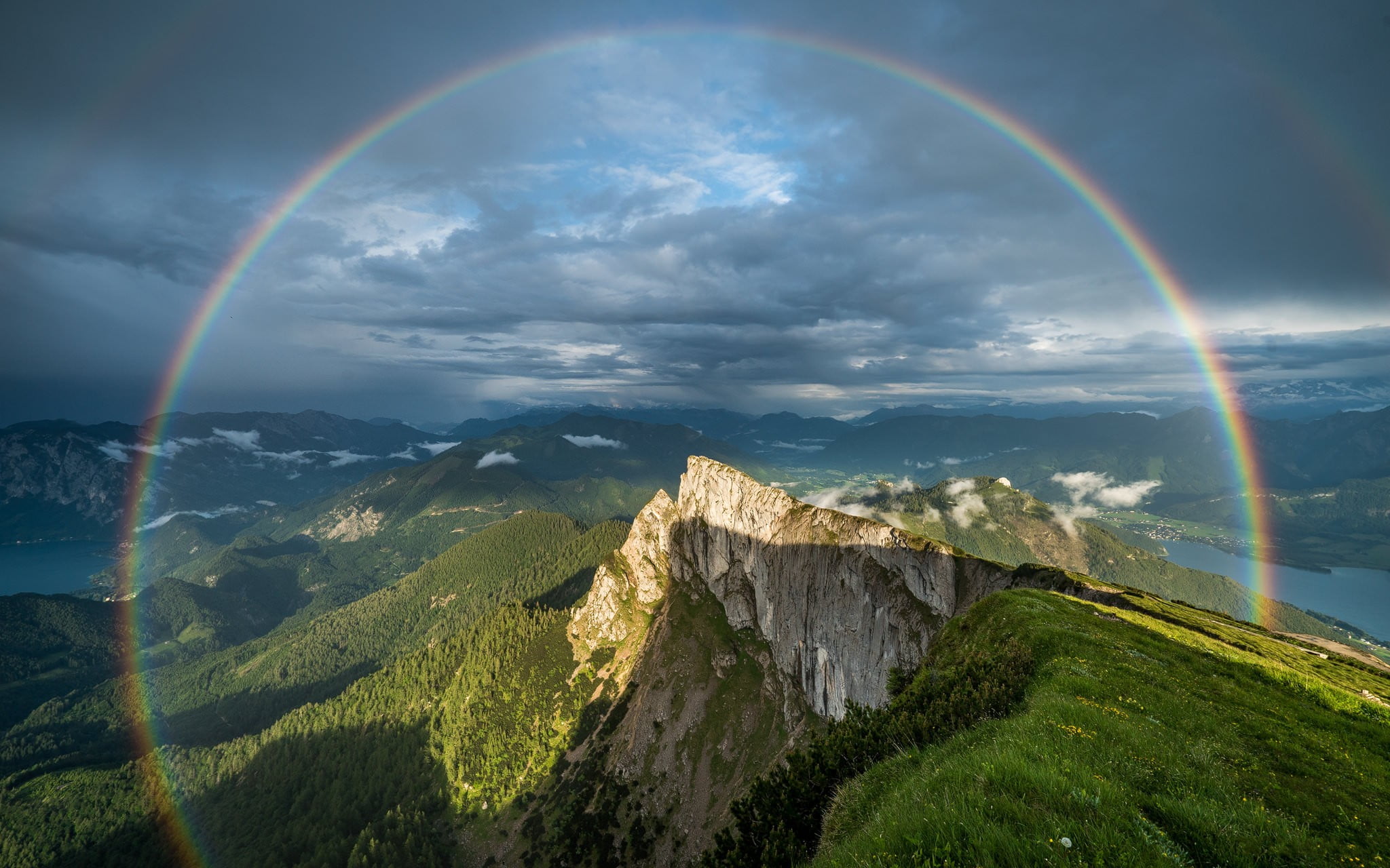 green and gray mountains nature landscape clouds Austria 2k