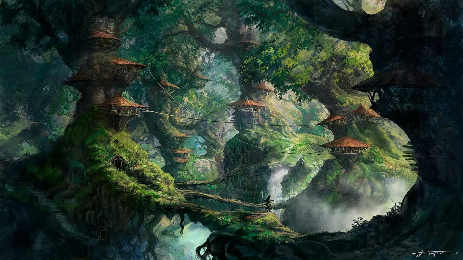 green leafed plant painting wilderness themed fantasy art 2k