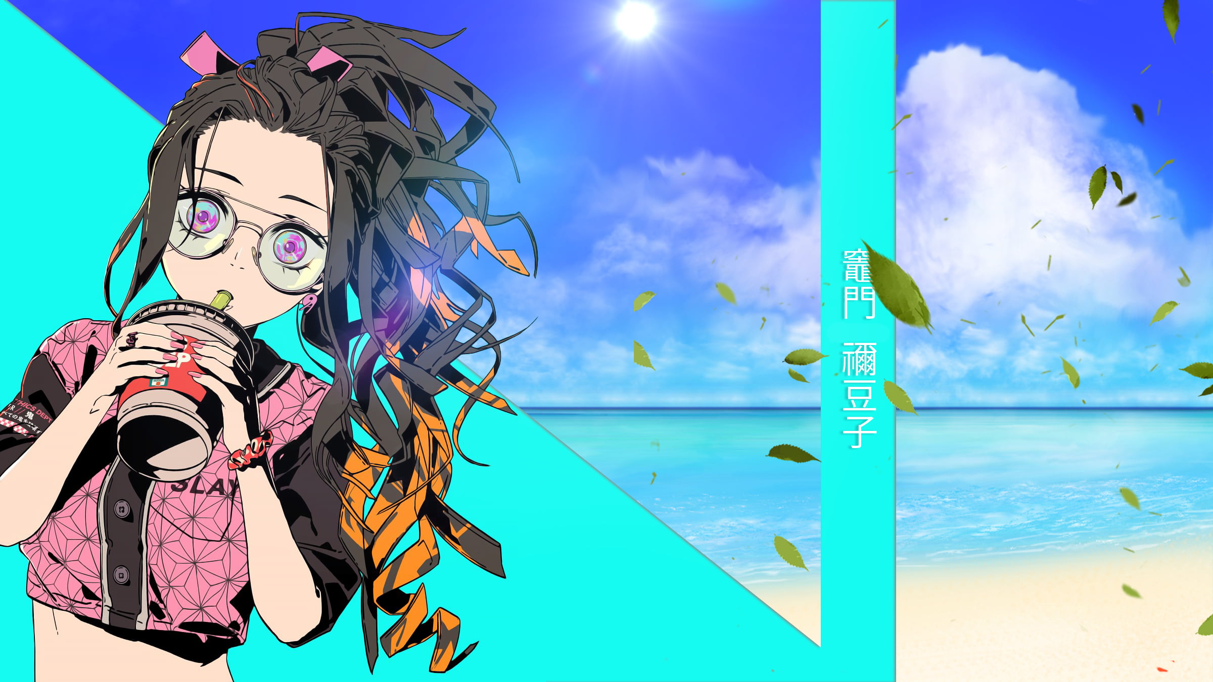 Kamado Nezuko Kimetsu no Yaiba beach 2k