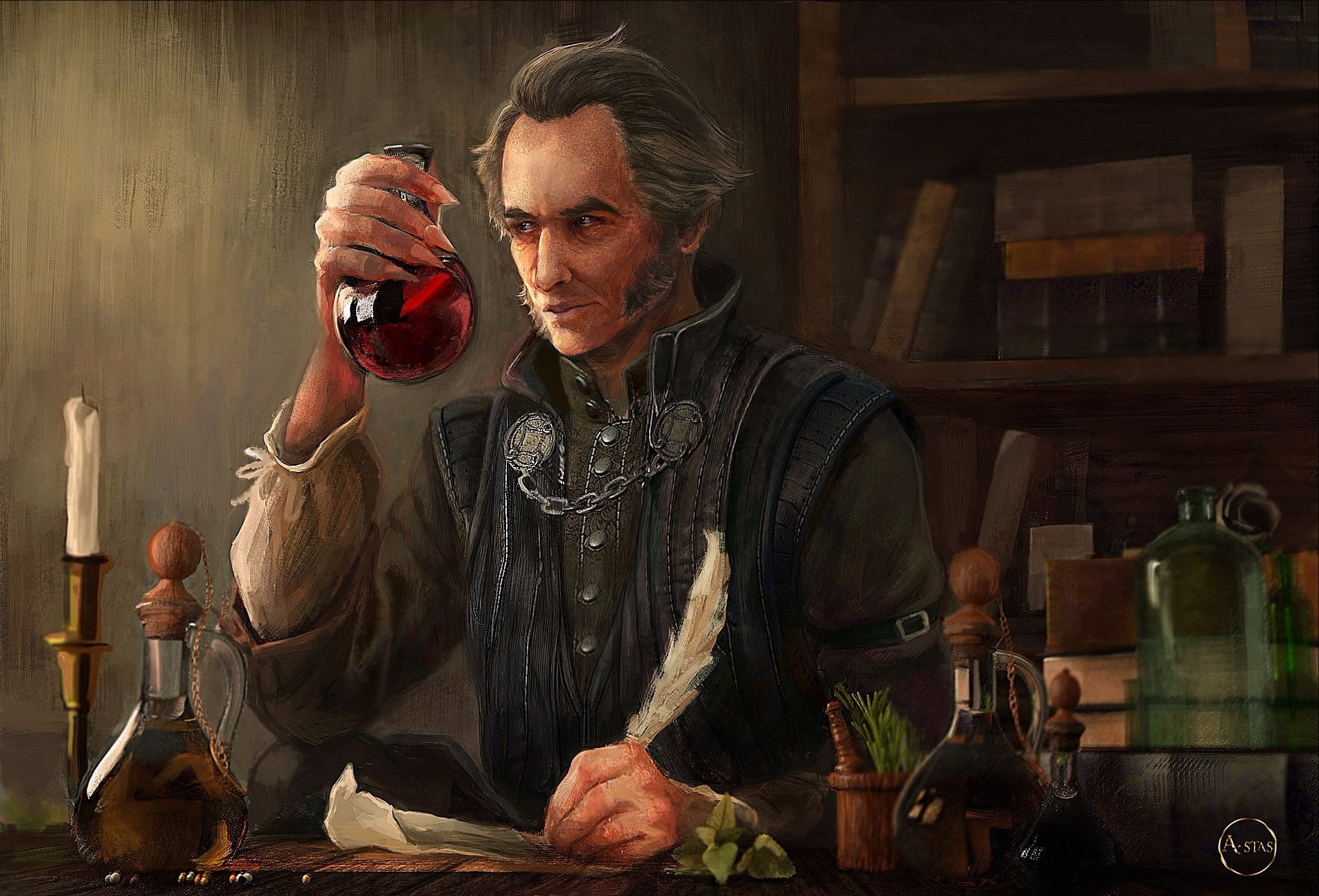 men Regis vampires old people The Witcher digital art 2k