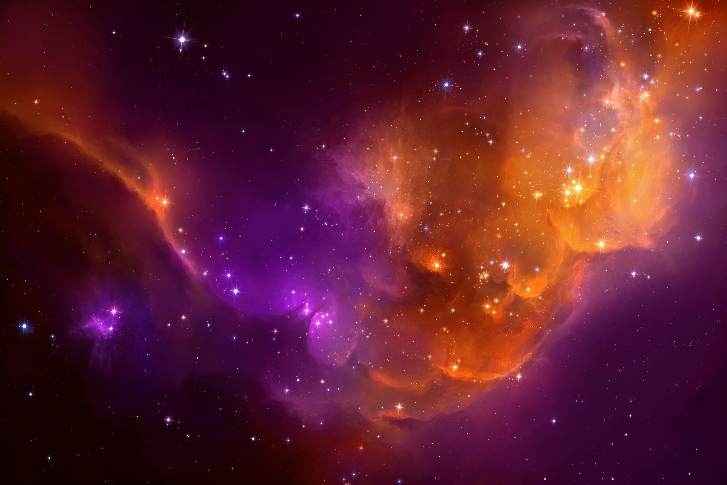 orange nebula space TylerCreatesWorlds art stars artwork 2k