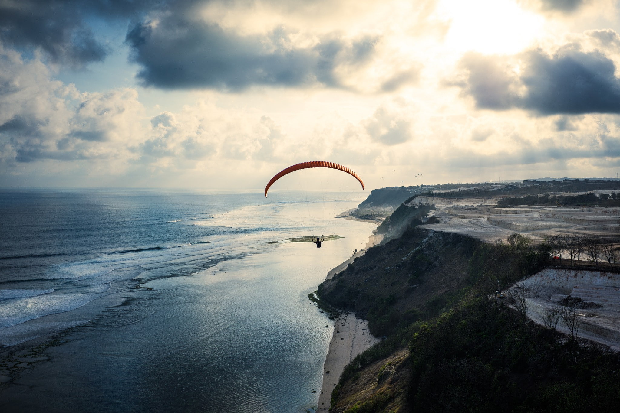 photography mountains beach sea paragliding atlantic ocean 2k