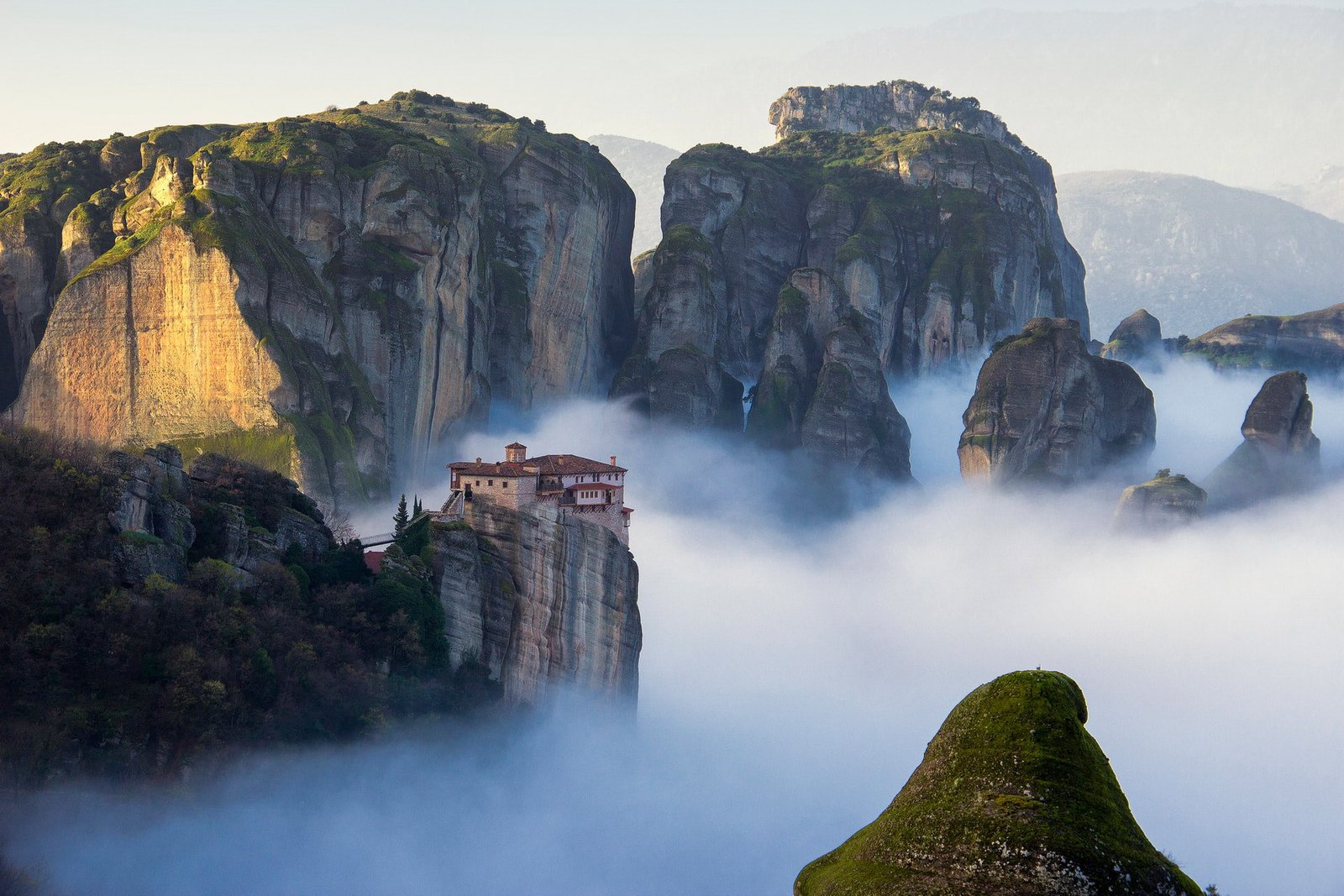architecture forest trees nature mountains Meteora Greece 2k