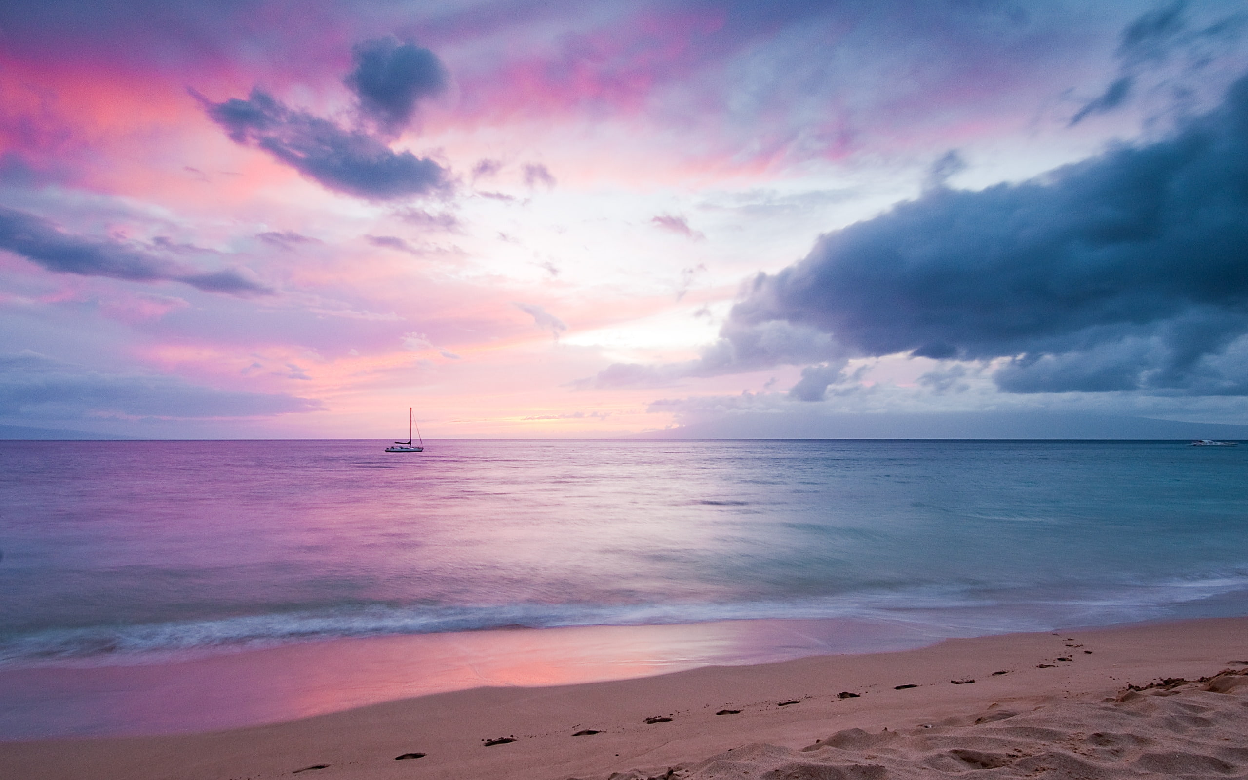 Blissful Paradise beach boat purple sunset water sea summer 2k
