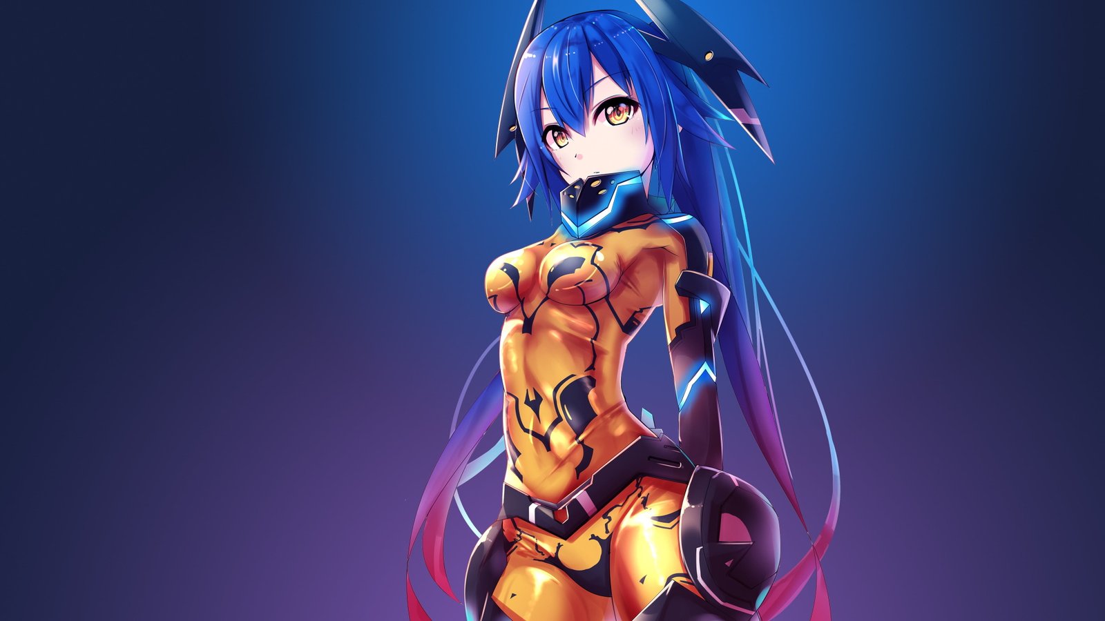 blue haired female anime character illustration girls 2k 4k