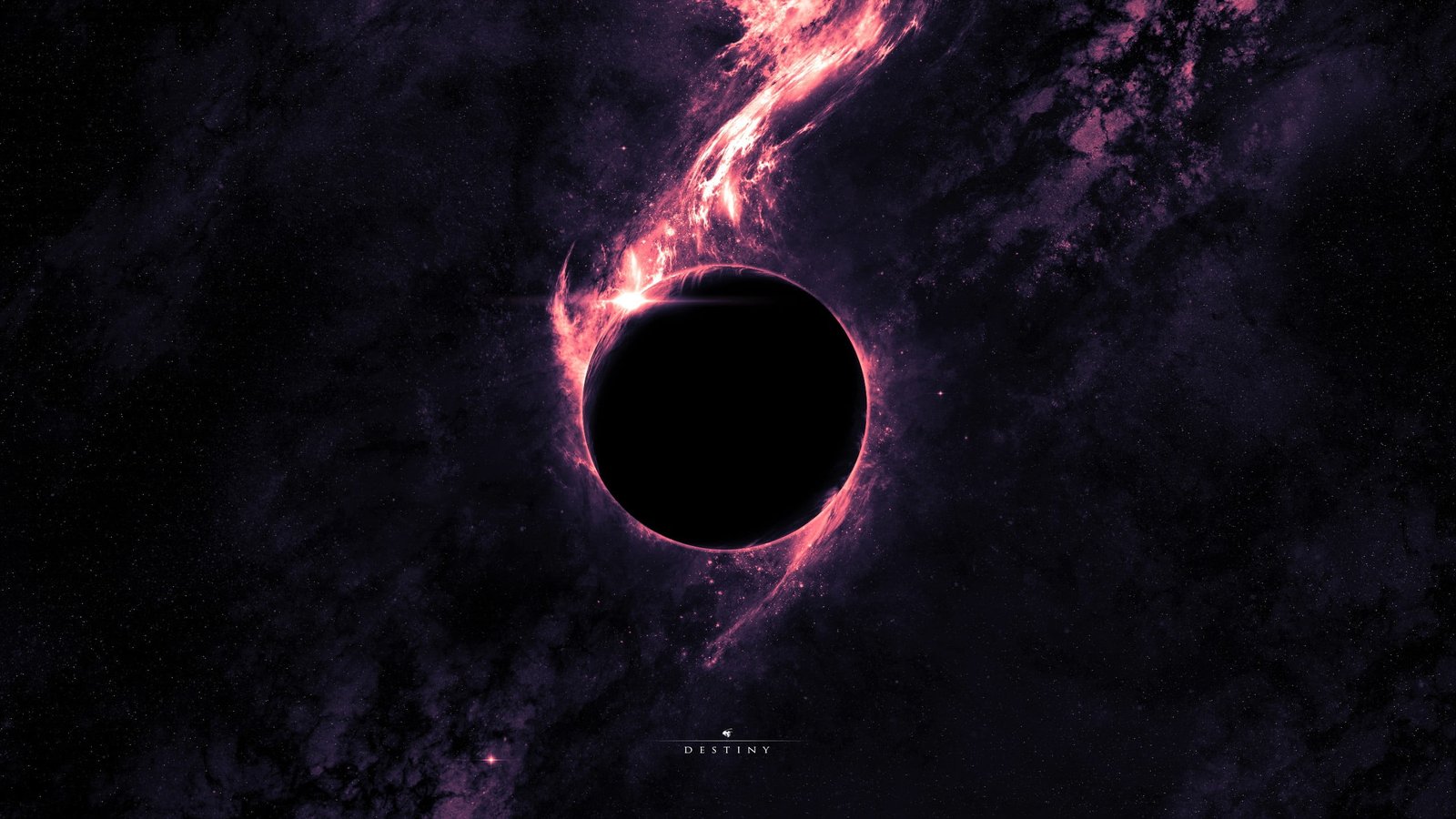 Destiny wallpaper fantasy art planet eclipse space purple 2k