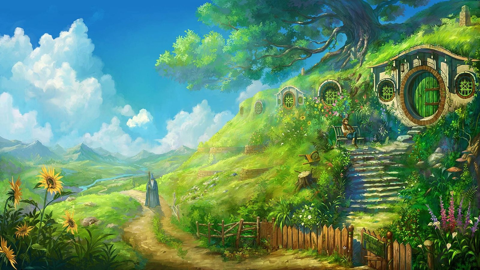 Landscape The Lord of the Rings Sky Shire Bilbo Baggins Bag End 2k