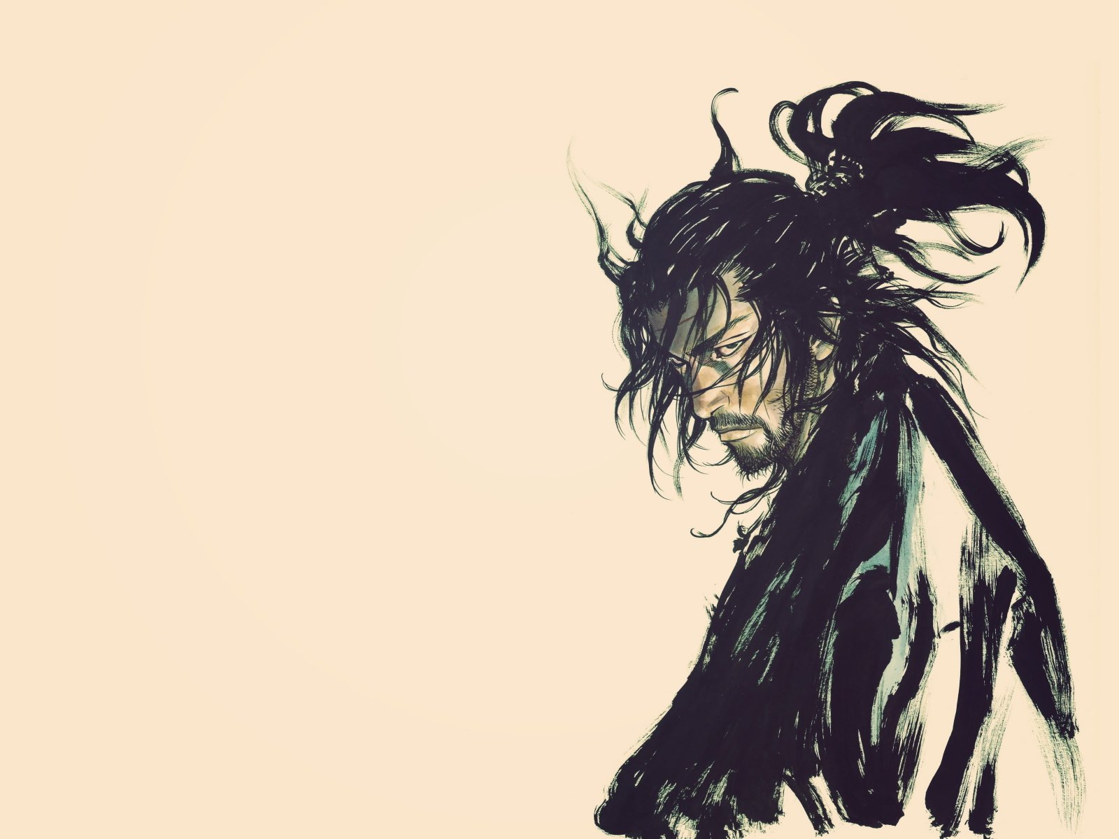 man wears black top illustration ink wash paintings Vagabond 2k