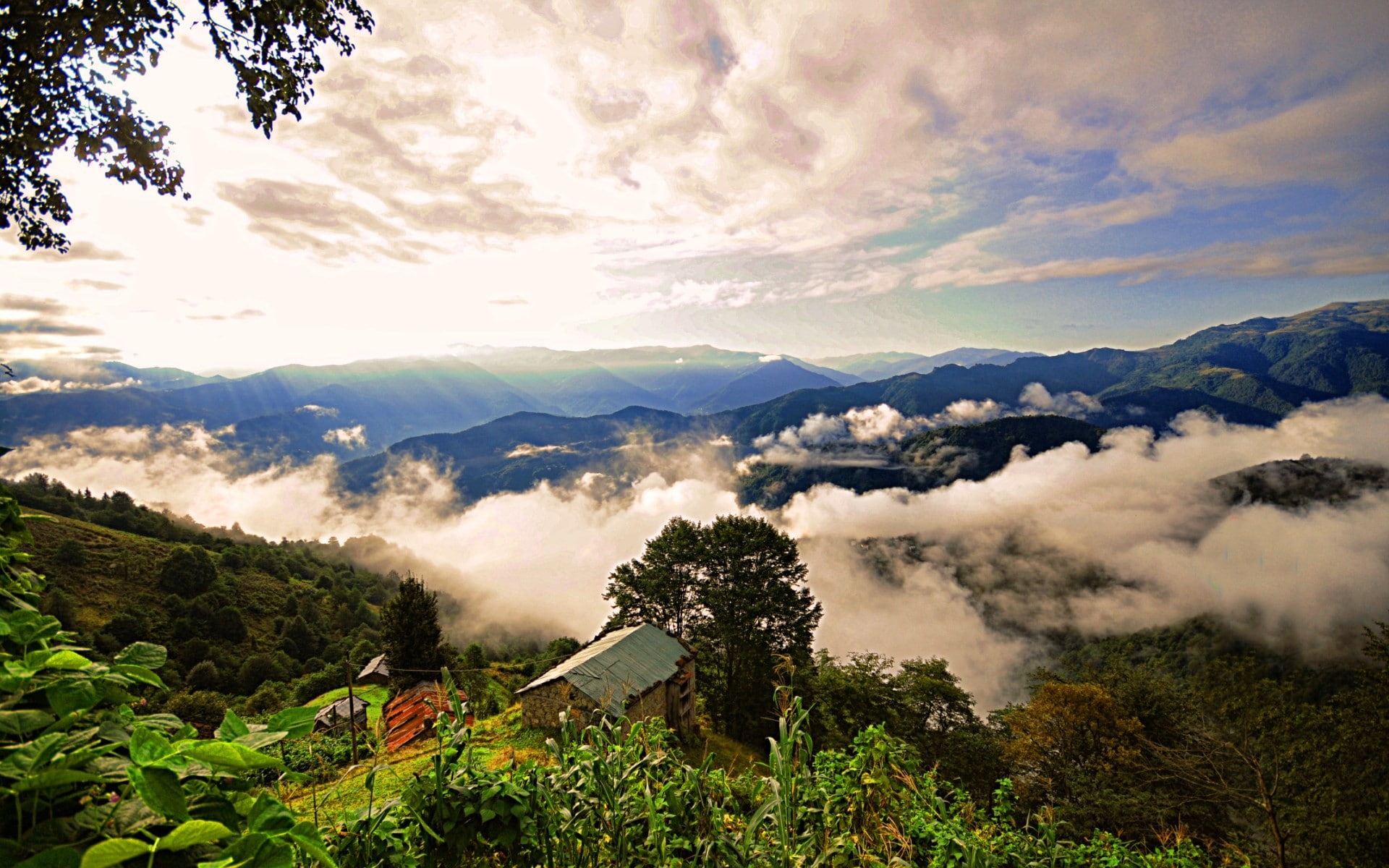 nature landscape clouds Trabzon Turkey mountains 2k