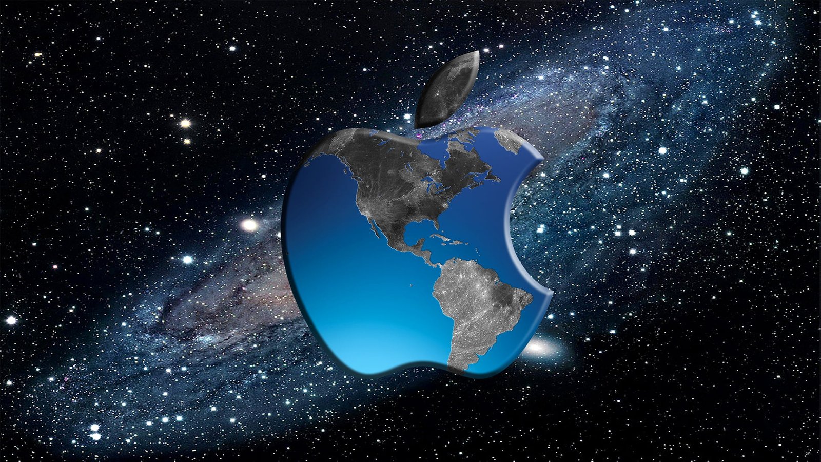 Apple logo computer space earth mac phone laptop gadget 2k