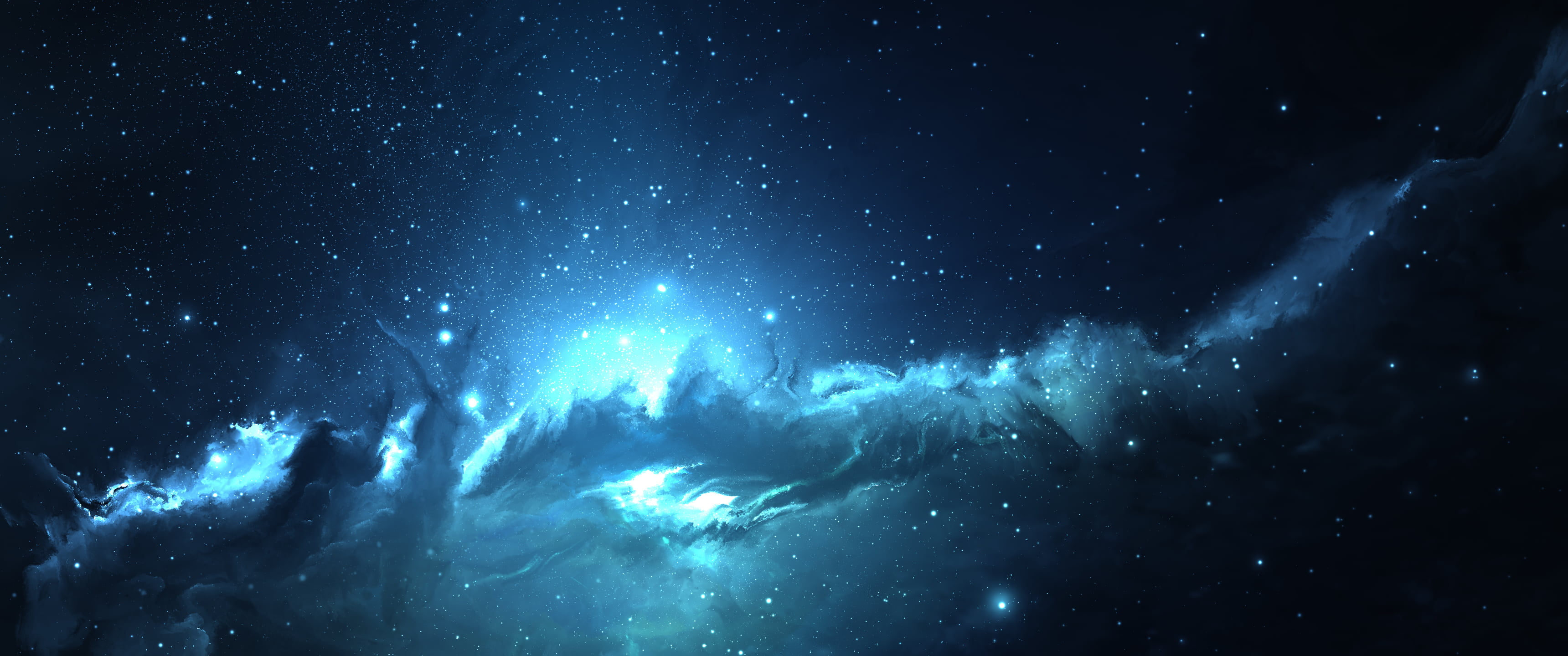 blue clouds ultrawide space star Space astronomy night 2k