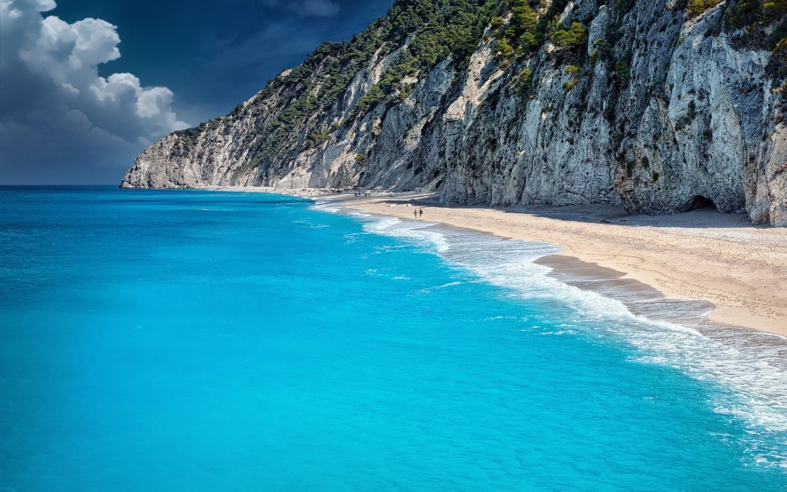 Blue sea beach ocean coast cliff 2k