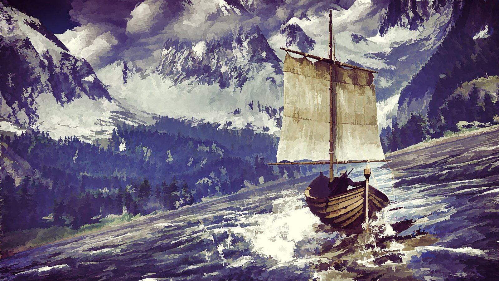 brown wooden boat on body of water digital art The Witcher 3 Wild Hunt 2k