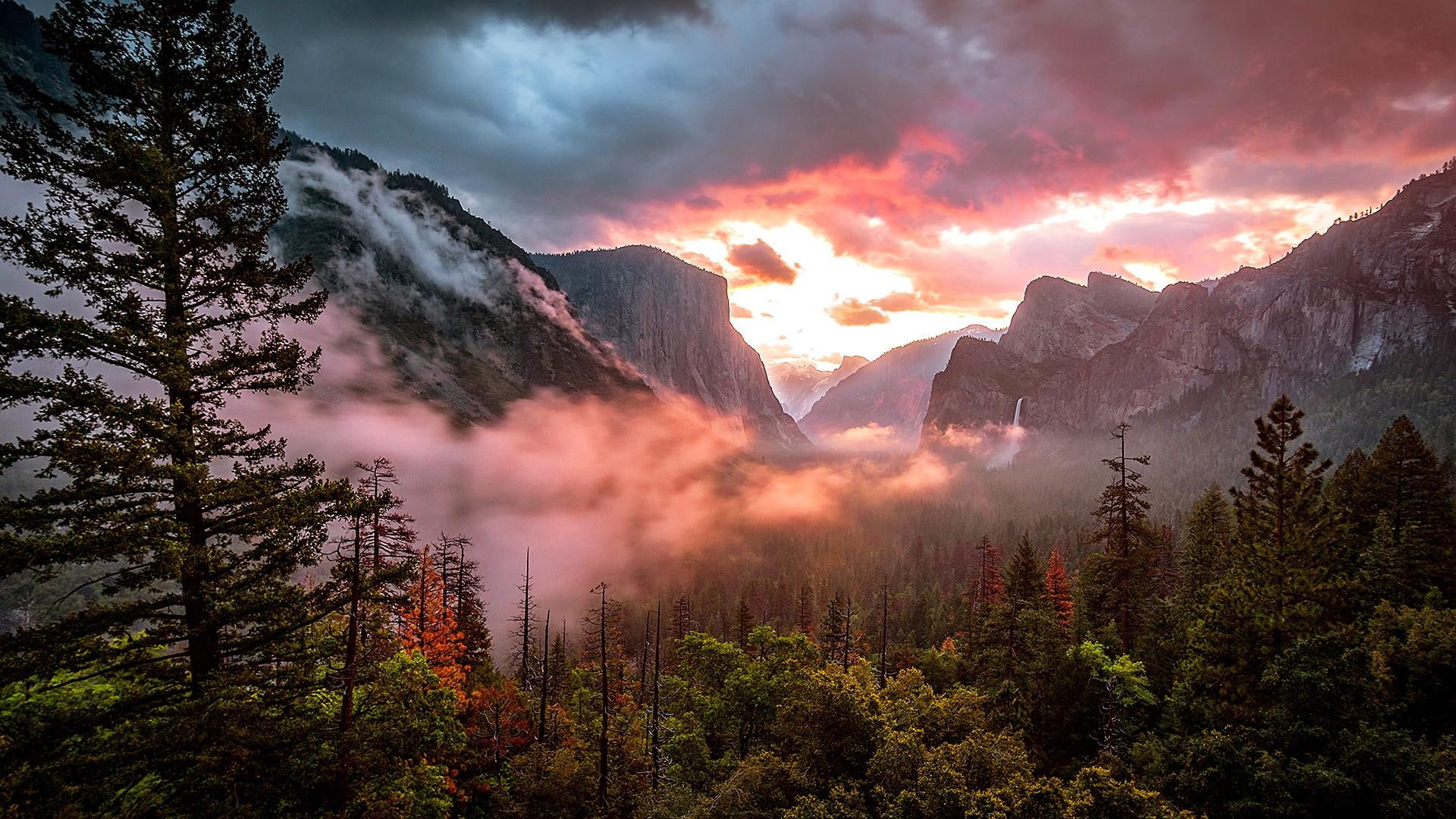 mount scenery california bridalveil fall half dome el capitan 2k