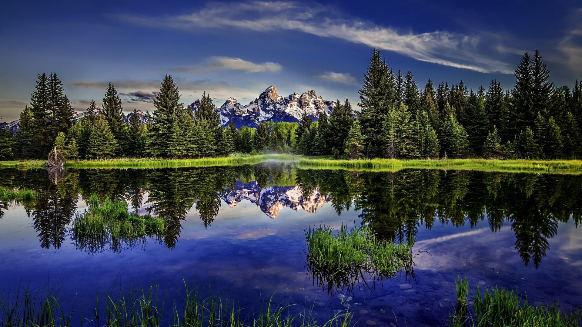mountain blue sky snake river united states wyoming national park 2k