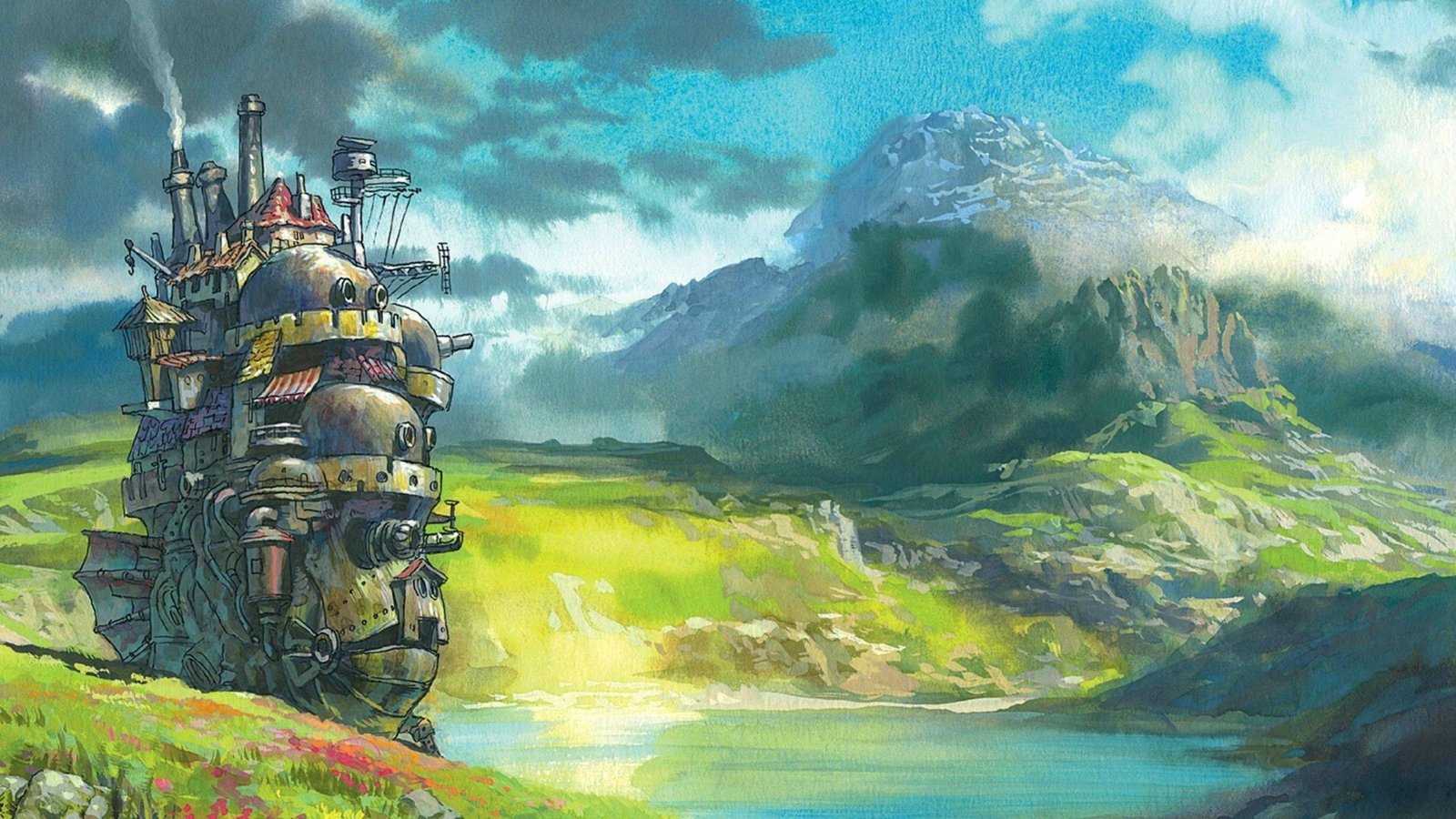 Movie Howl's Moving Castle Countryside Mechanical Scenery 2k