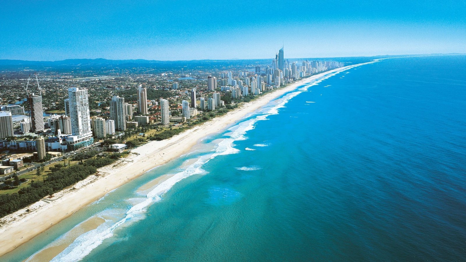 shore line and high rise buildings Australia sea beach Gold Coast 2k