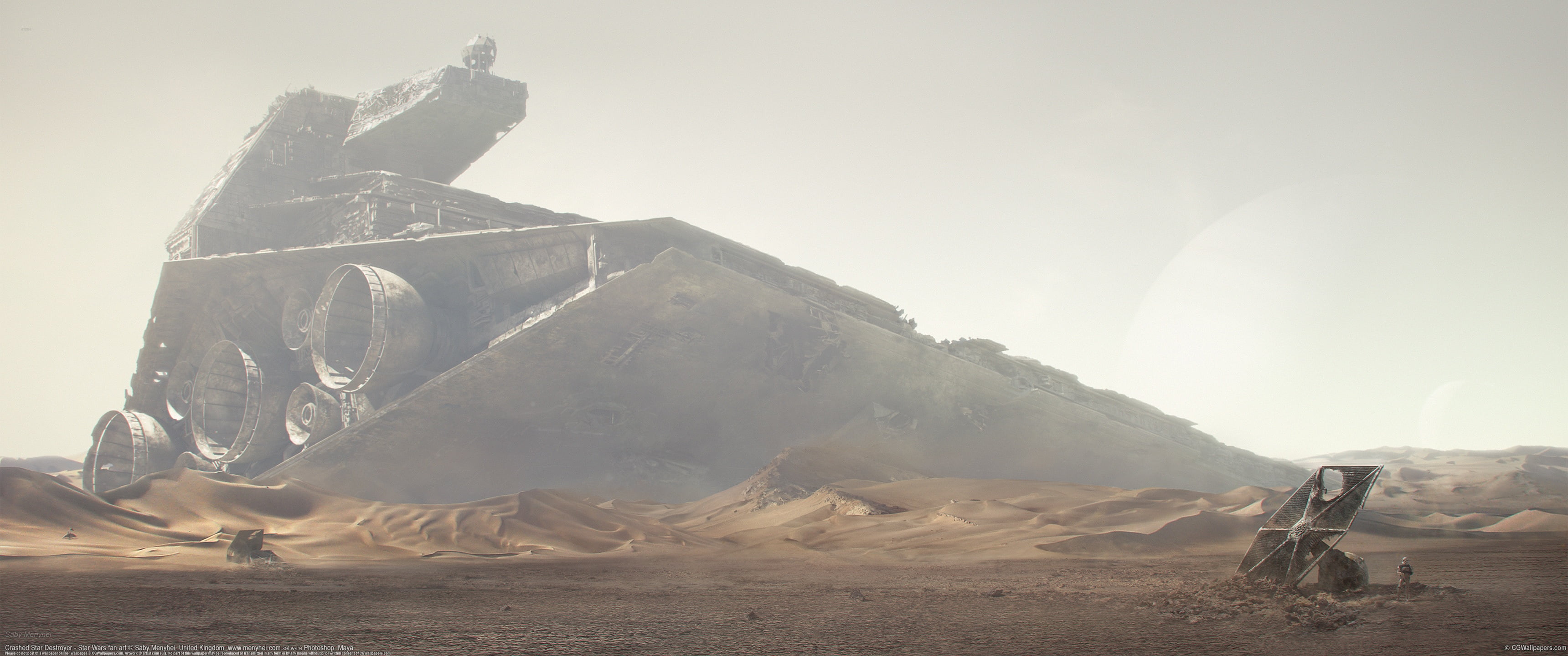 Star Wars Destroyer landscape artwork desert solid 2k