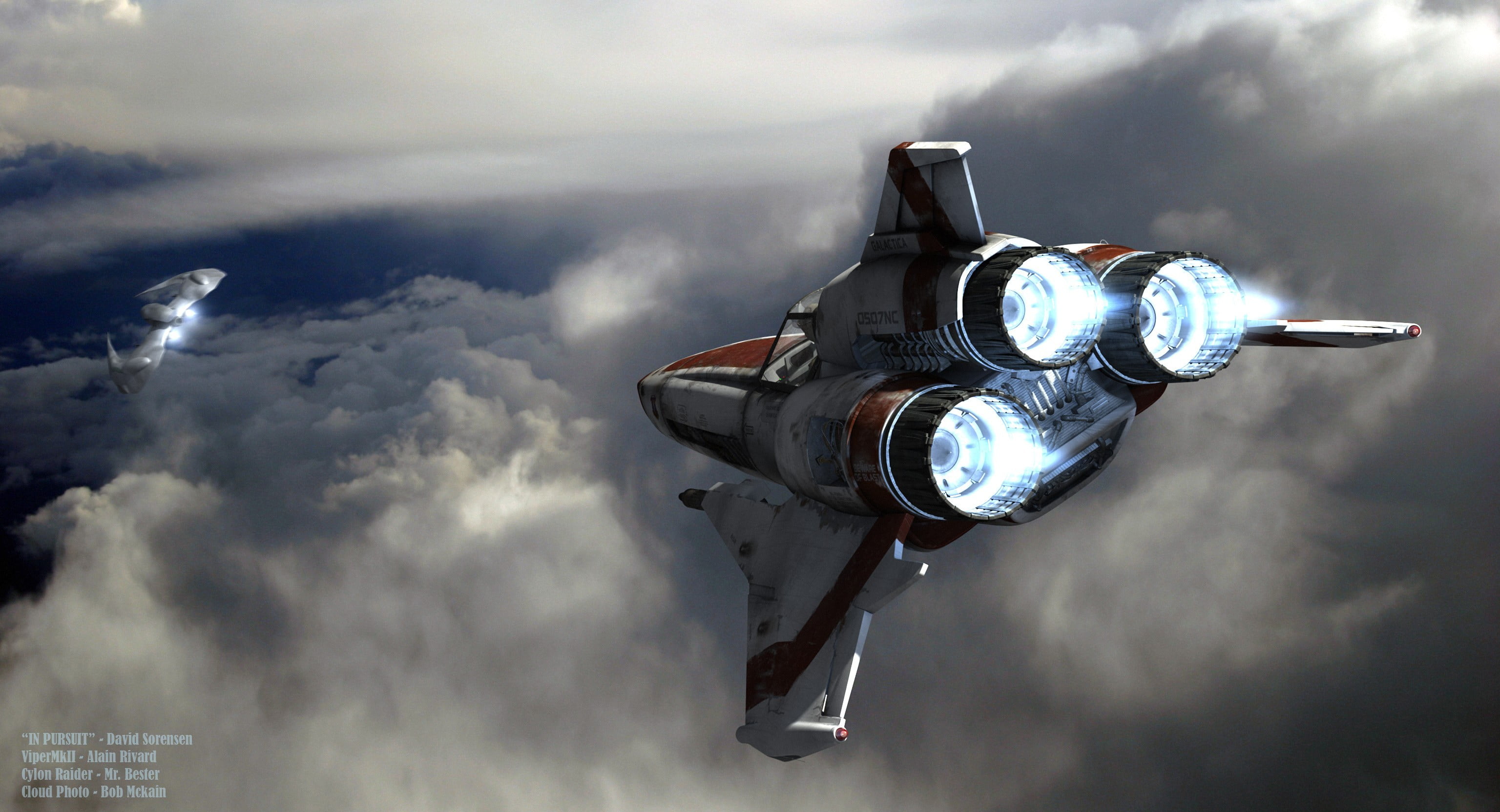 white and orange fighter plane wallpaper Battlestar Galactica 2k
