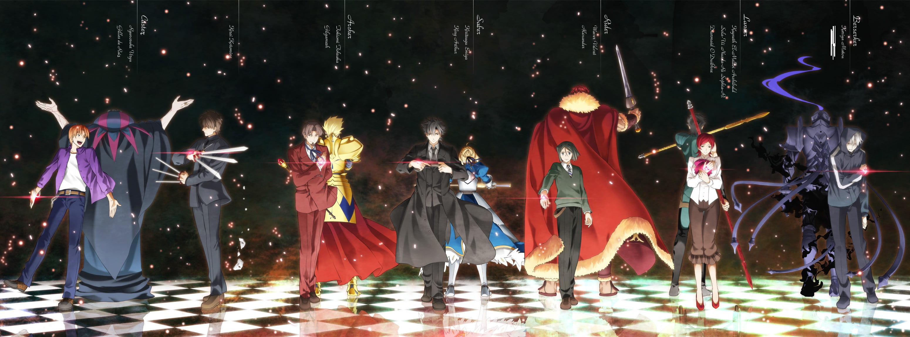 group of female and male animated character wallpaper Fate Zero 2k