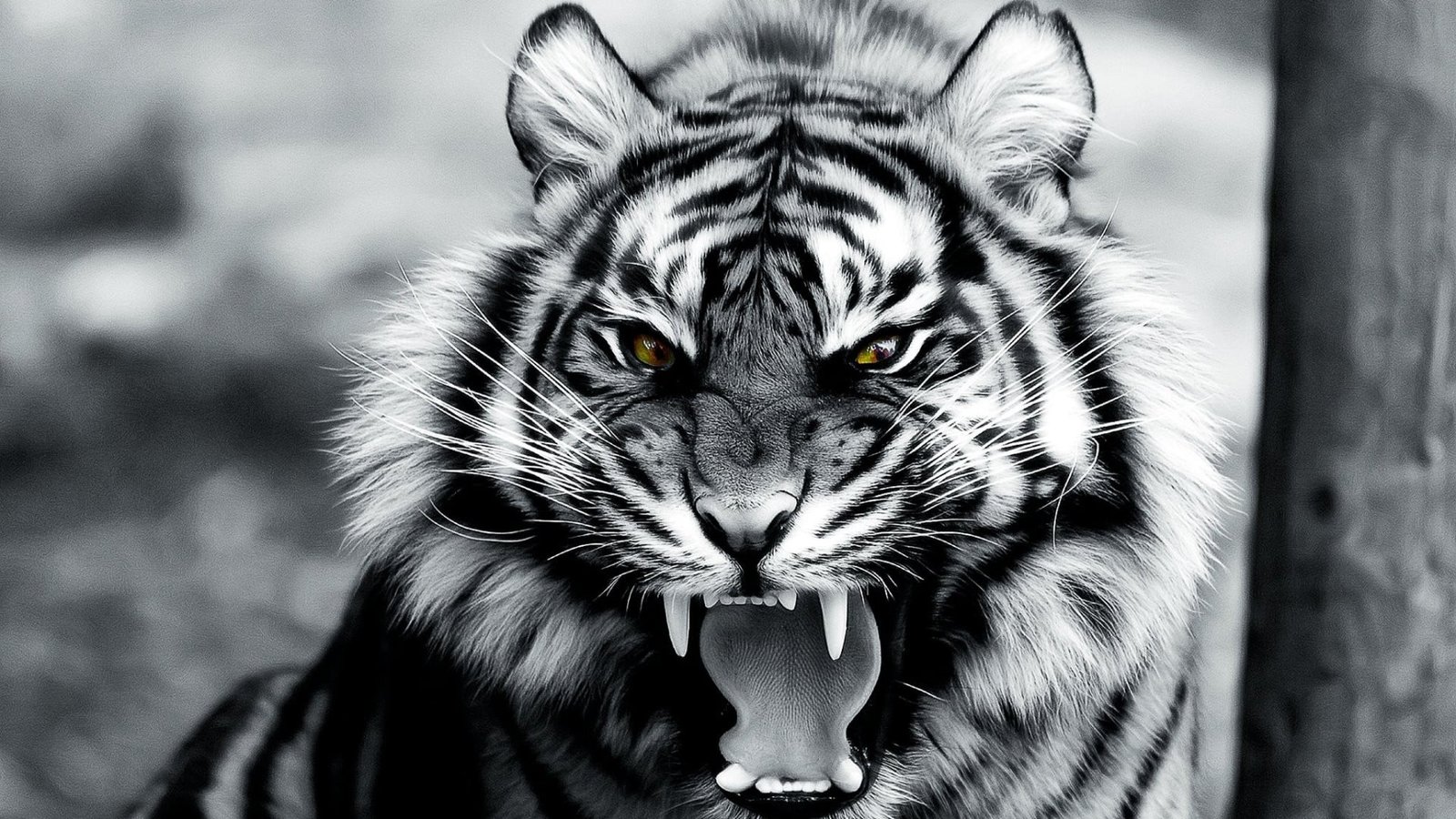 grayscale photo of tiger
