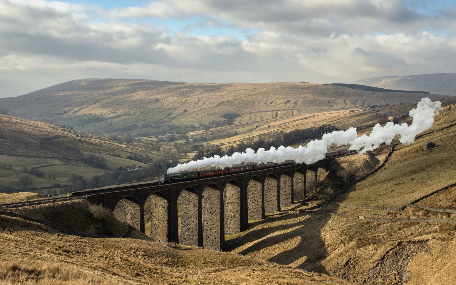 brown steam powered train railway locomotive nature 2k
