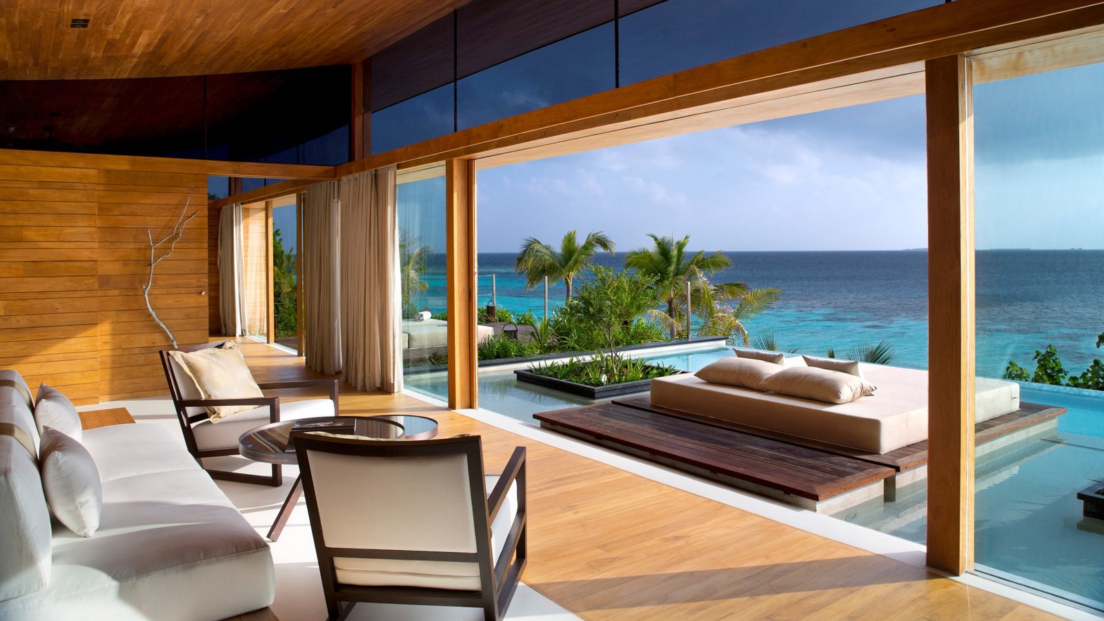 sea luxury homes beach swimming pool architecture Maldives 2k