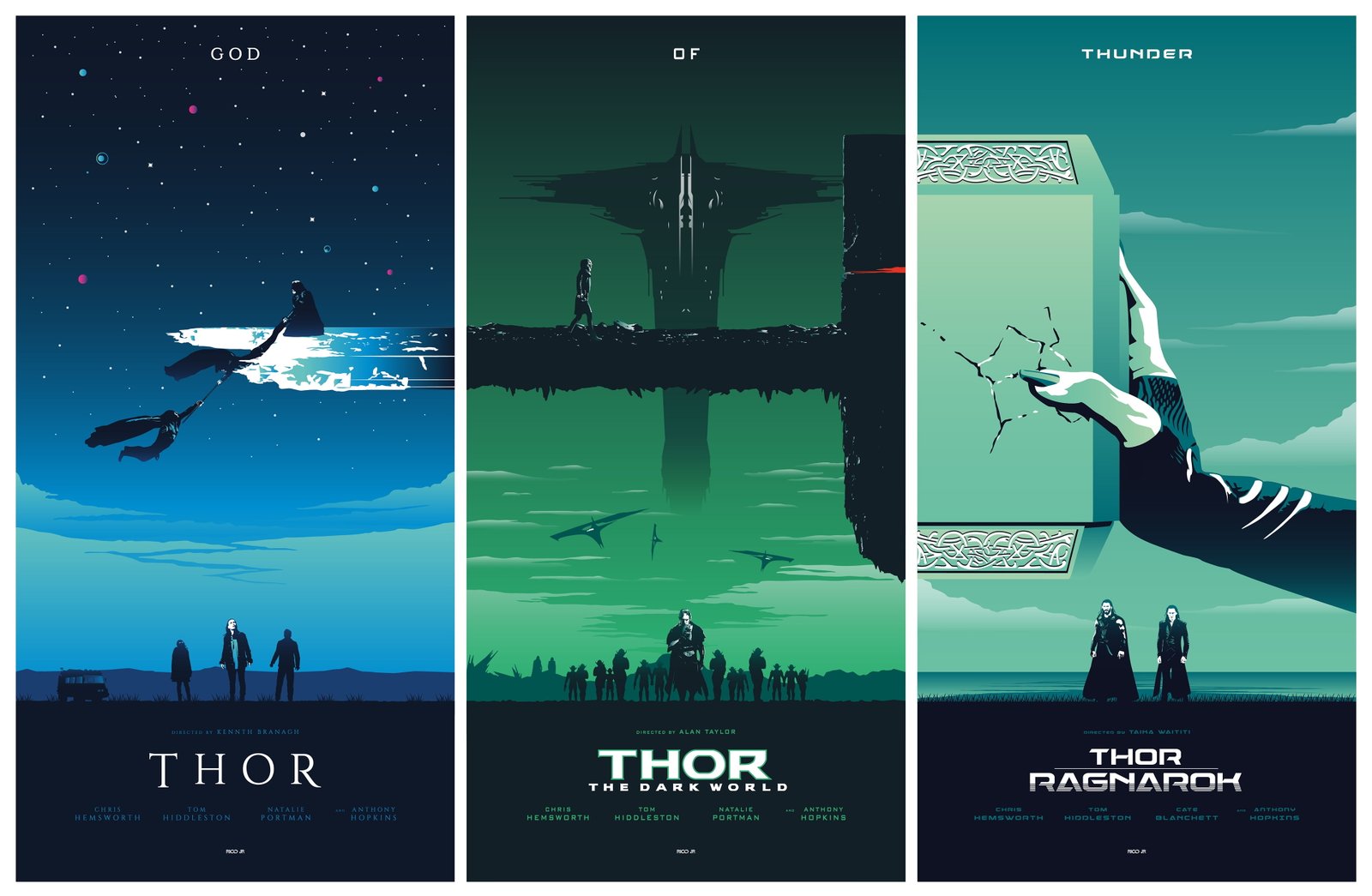 Thor God of Thunder collage illustration untitled movies poster 2k 4k
