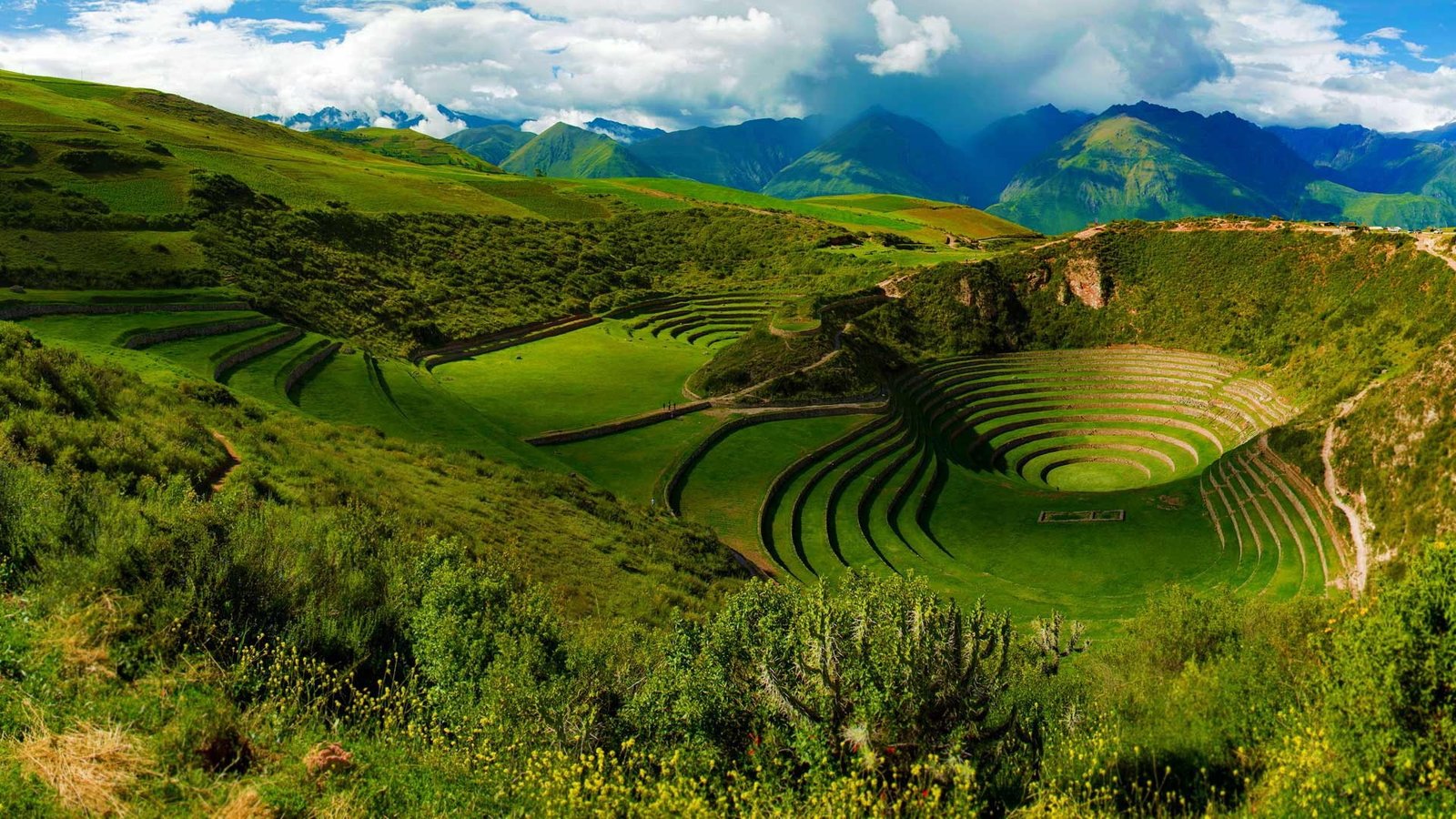 nature landscape trees forest Peru terraces mountains 2k