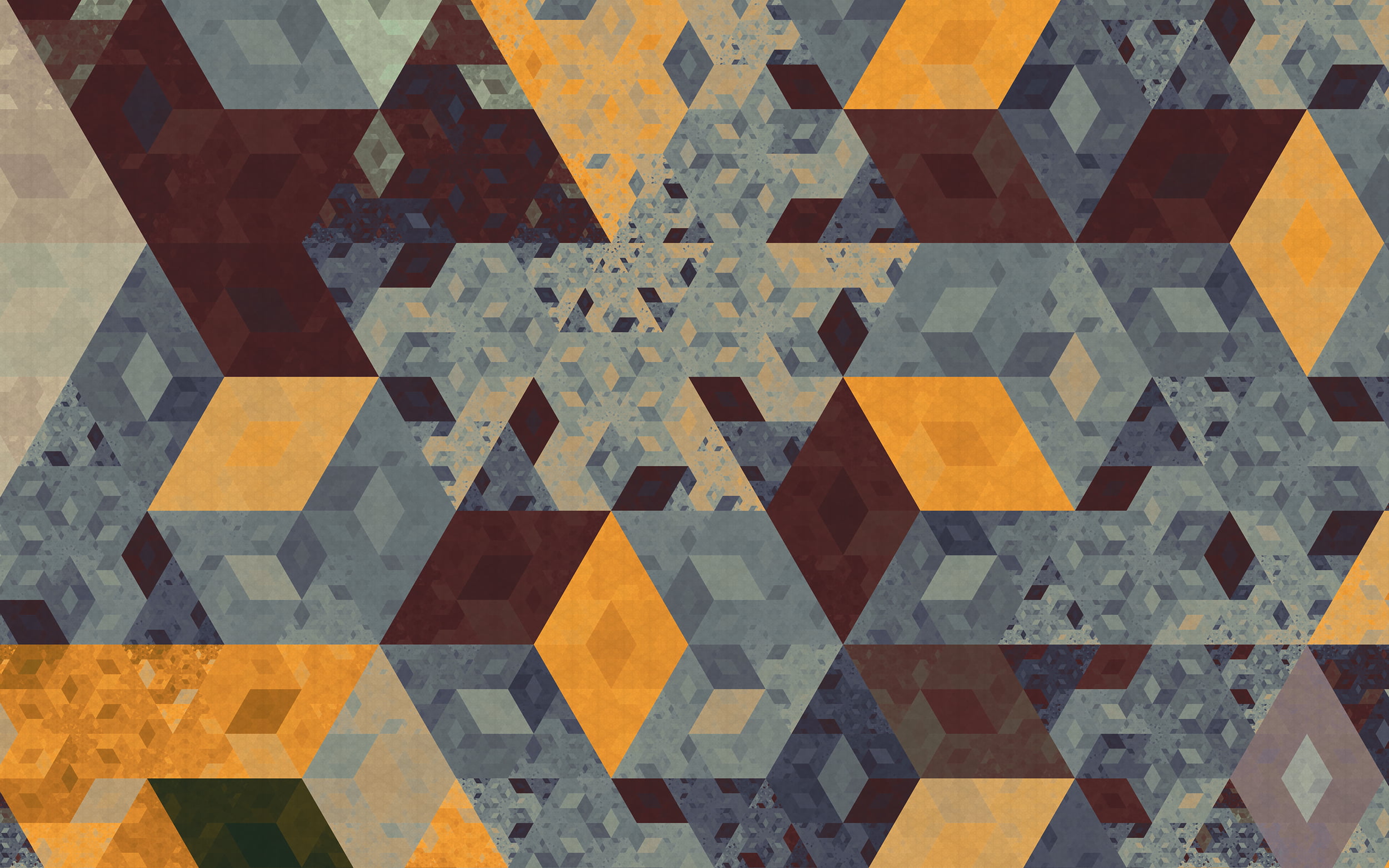 blue and brown digital wallpaper Apophysis isometric tesselation 2k