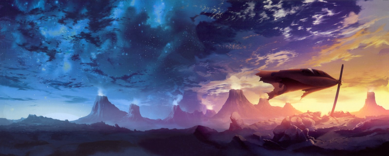 brown flag on ground concept art anime Tengen Toppa Gurren Lagann 2k 4k