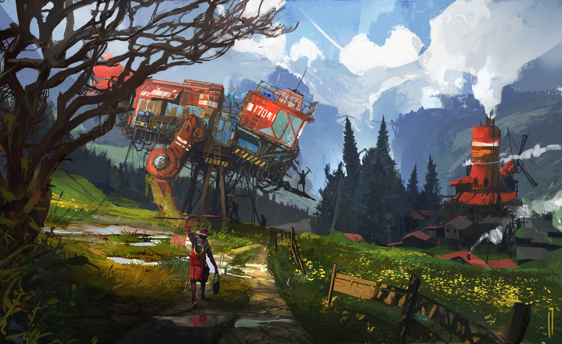 digital art landscape nature futuristic science fiction 2k