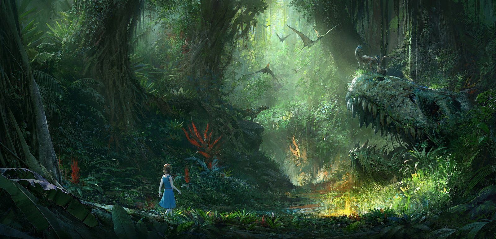 dinosaur wallpaper dinosaurs wood nature forest plants green 2k