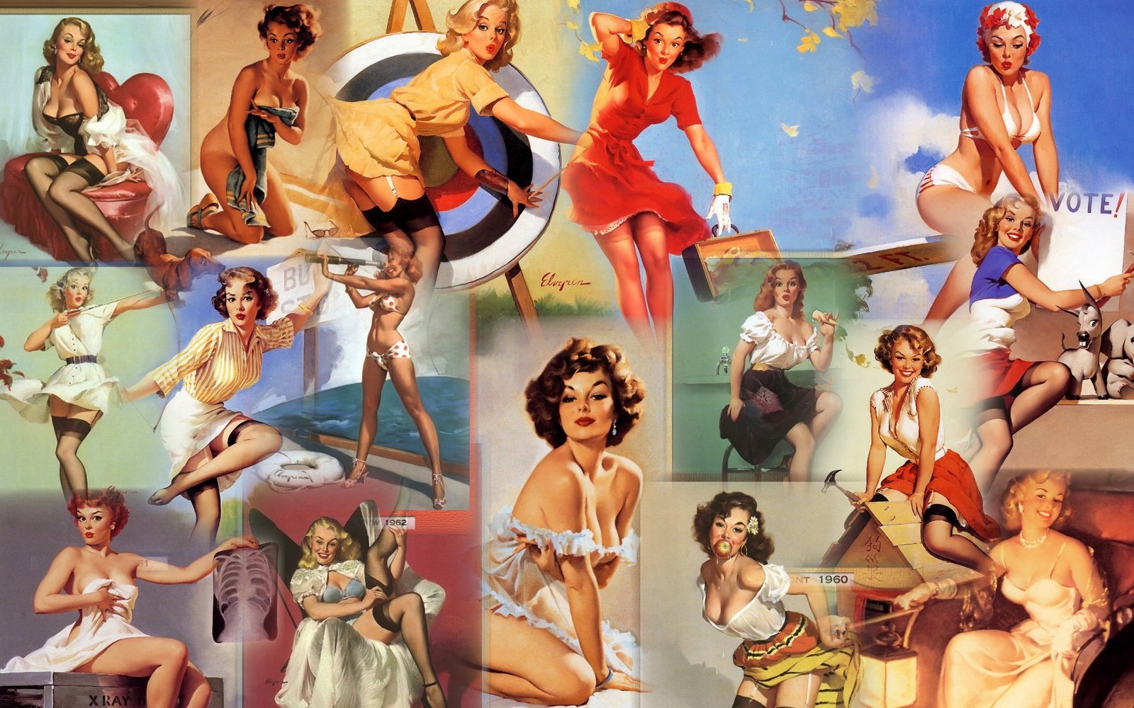 elvgrencollage collage elvgren Pin up pinup HD abstract 2k