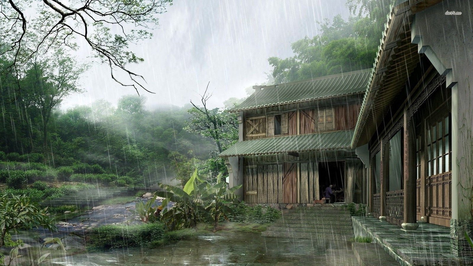 gray and brown house painting fantasy art artwork digital 2k