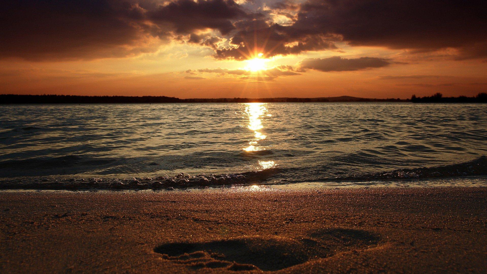 Sunny Skies reflection evening nature sunset water beach 2k