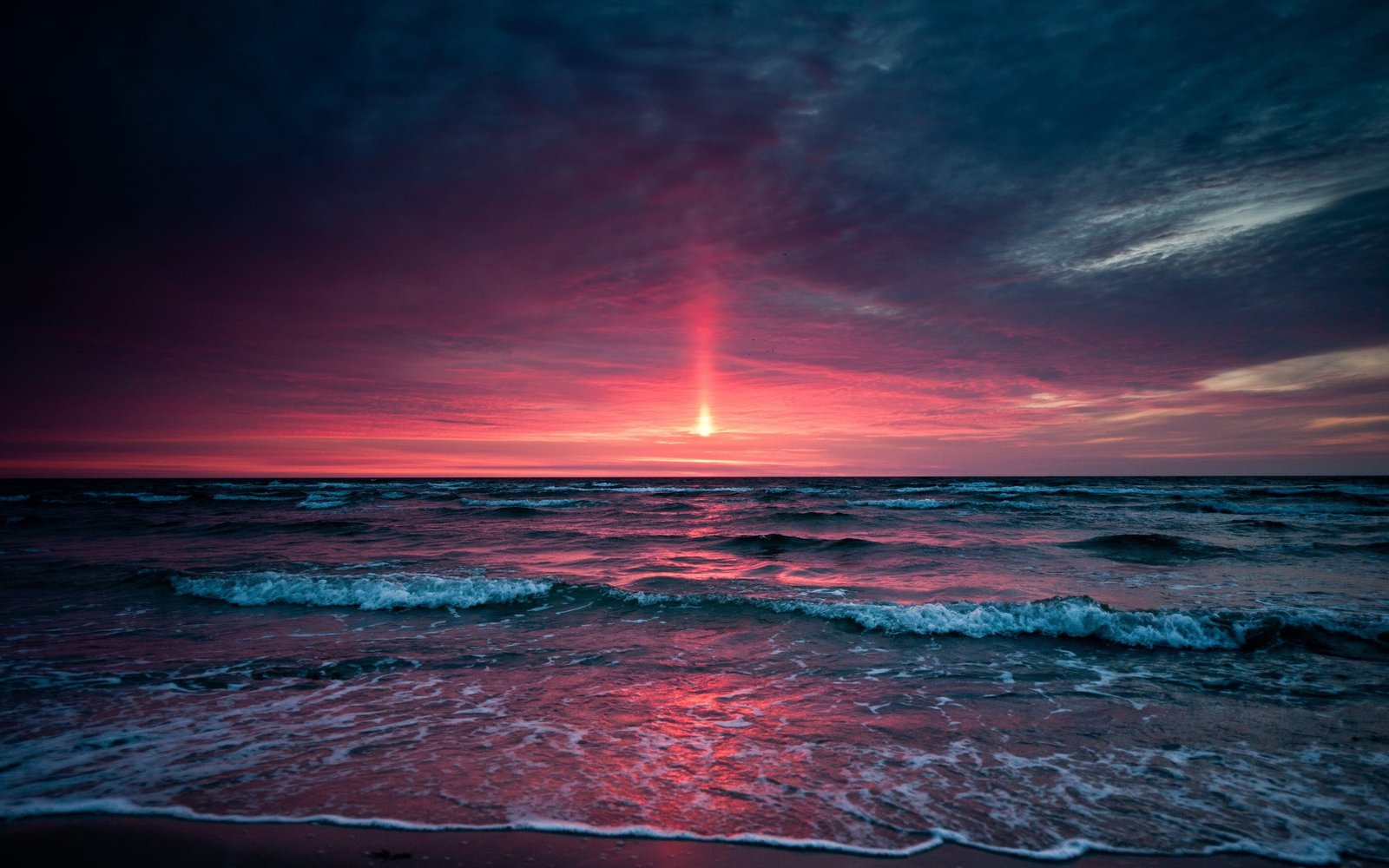 body of water Sun sea beach sunset horizon clouds sky 2k