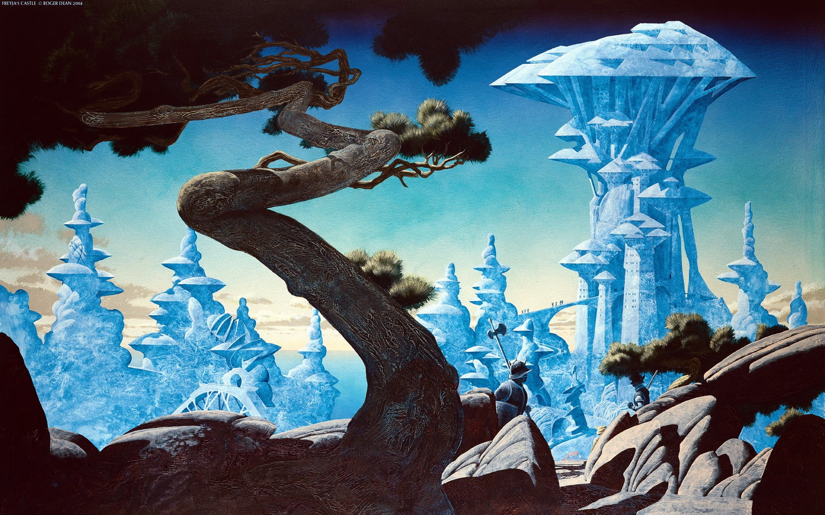 digital art fantasy Roger Dean nature trees branch 2k