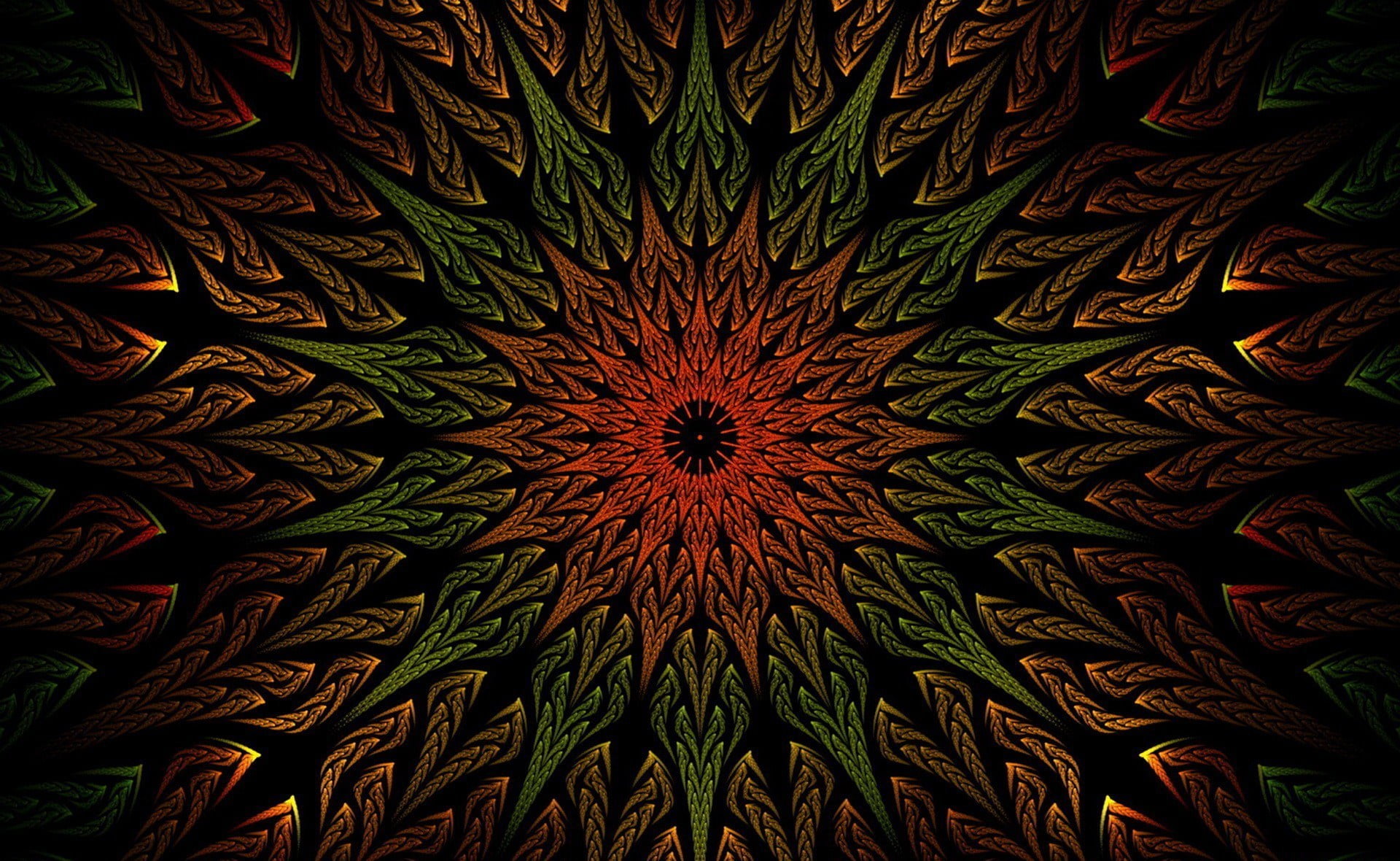 green and red mandala illustration abstraction background patterns 2k
